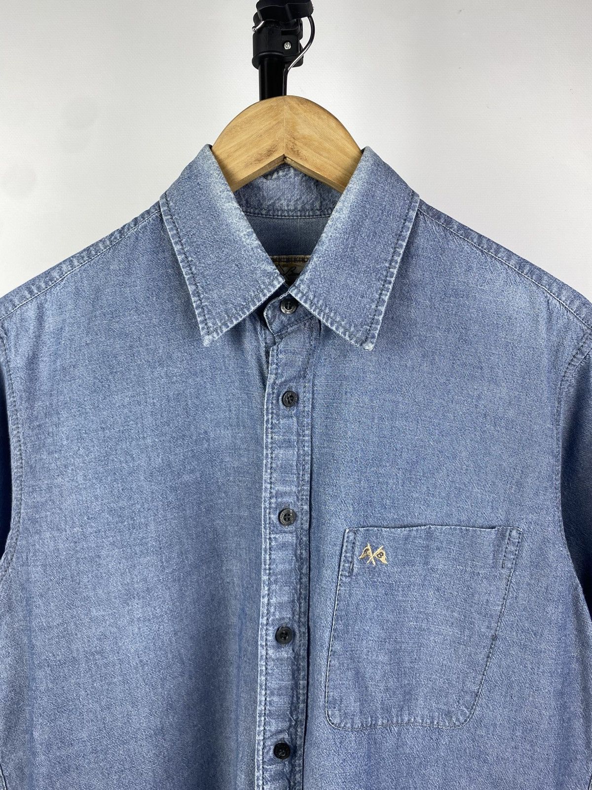 Burberry RARE Thomas Burberry Vintage Denim Shirt short sleeve 90s Size US L / EU 52-54 / 3 - 2 Thumbnail
