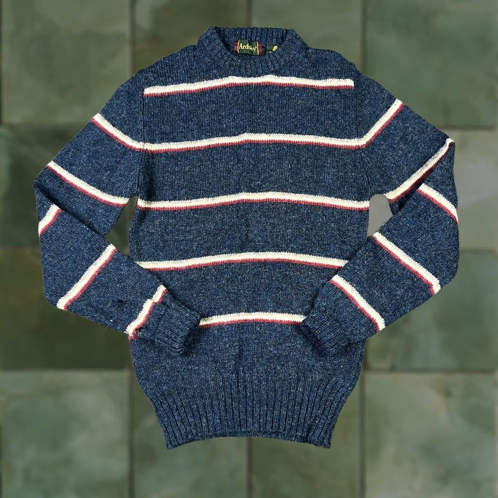 Vintage VINTAGE Ardsley Sweater Mens Small Blue Striped Wool 90s Crew Neck Knit All Pure Wool Size US S / EU 44-46 / 1 - 1 Thumbnail