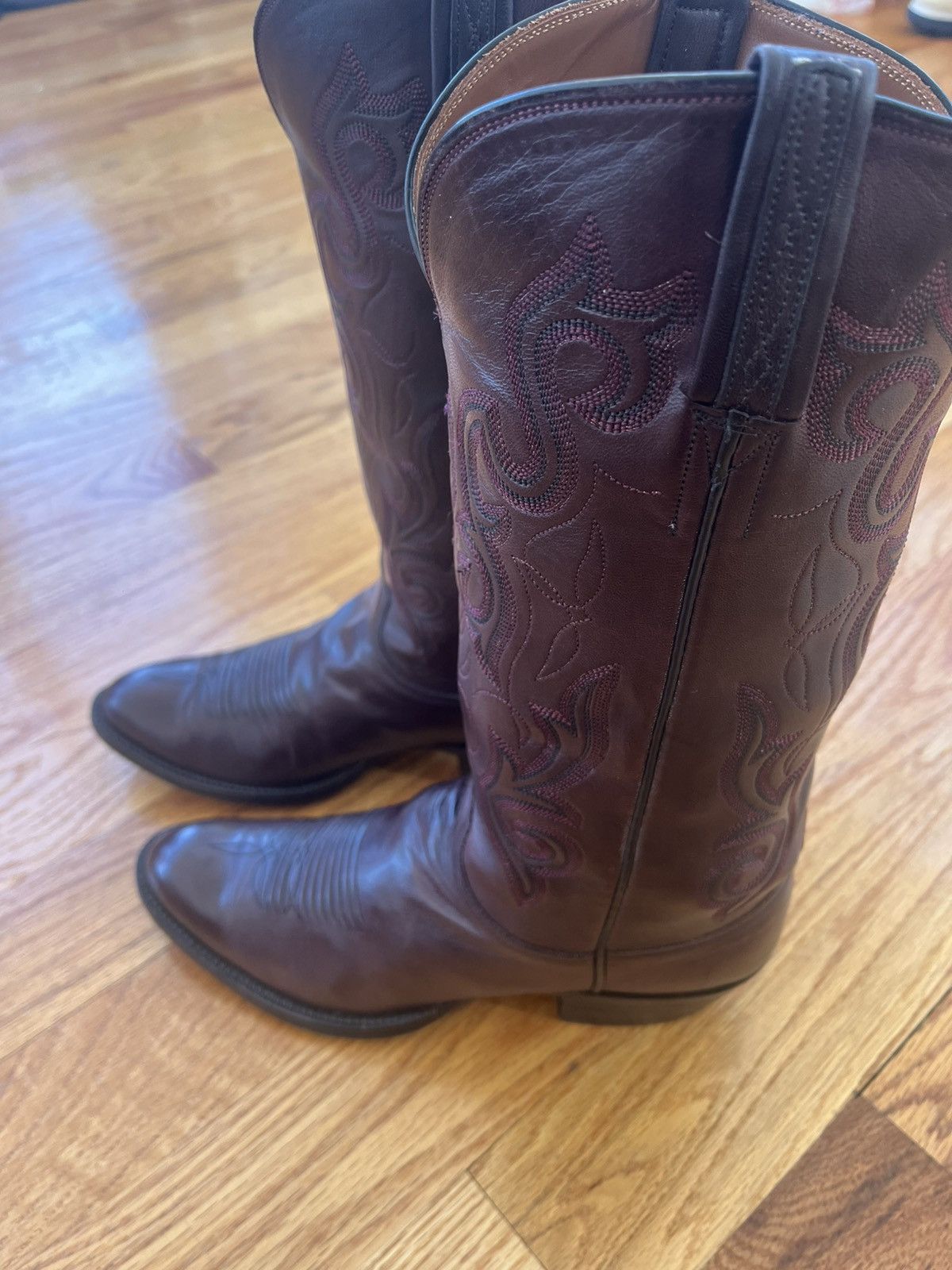 Lucchese Lucchese Men's Chocolate Calfskin Medium Toe Boots Size 8.5D Size US 8.5 / EU 41-42 - 4 Thumbnail