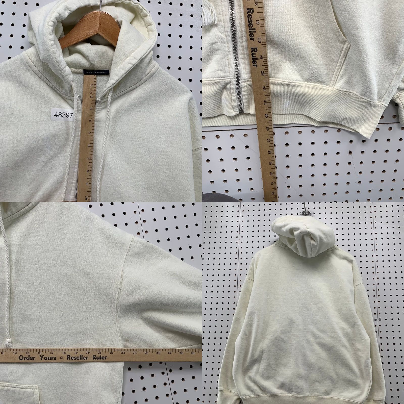 Brandy Melville Brandy Melville Zip Hoodie Sweatshirt Womens One Size Beige Heavyweight Oversize Size ONE SIZE - 9 Thumbnail
