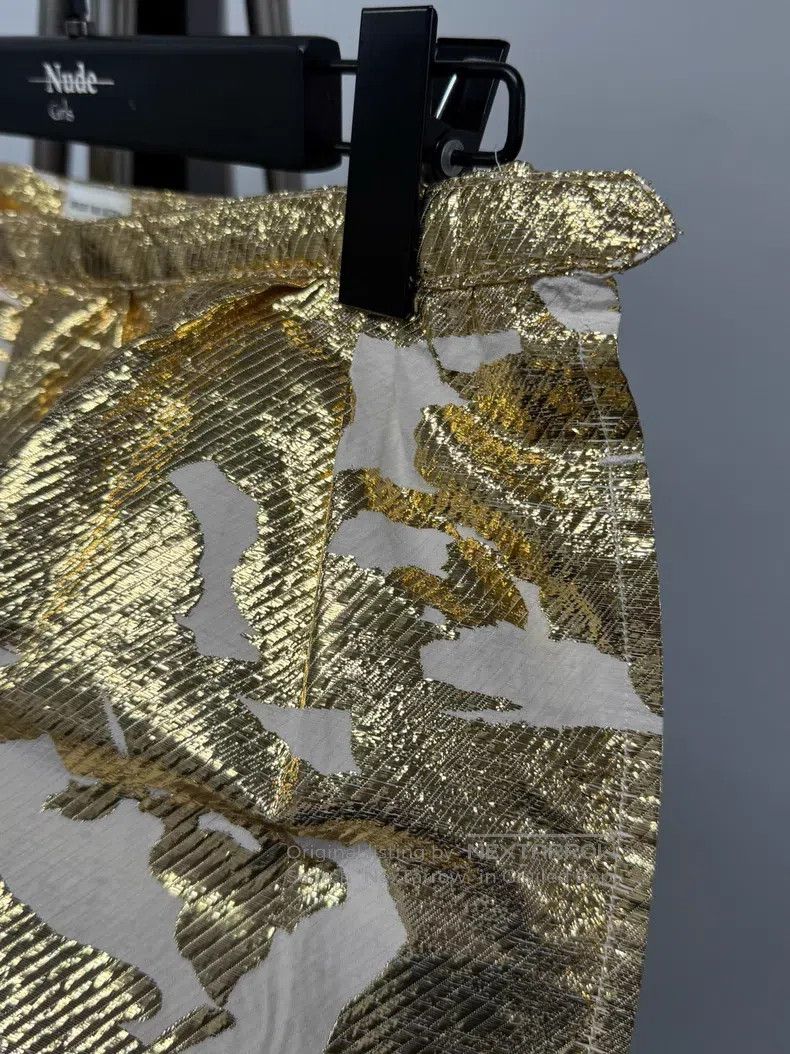 Dries Van Noten Dries Van Noten Size: Medium Gold foil flower-printed skirt Size 25" / US 0 / IT 36 - 6 Thumbnail