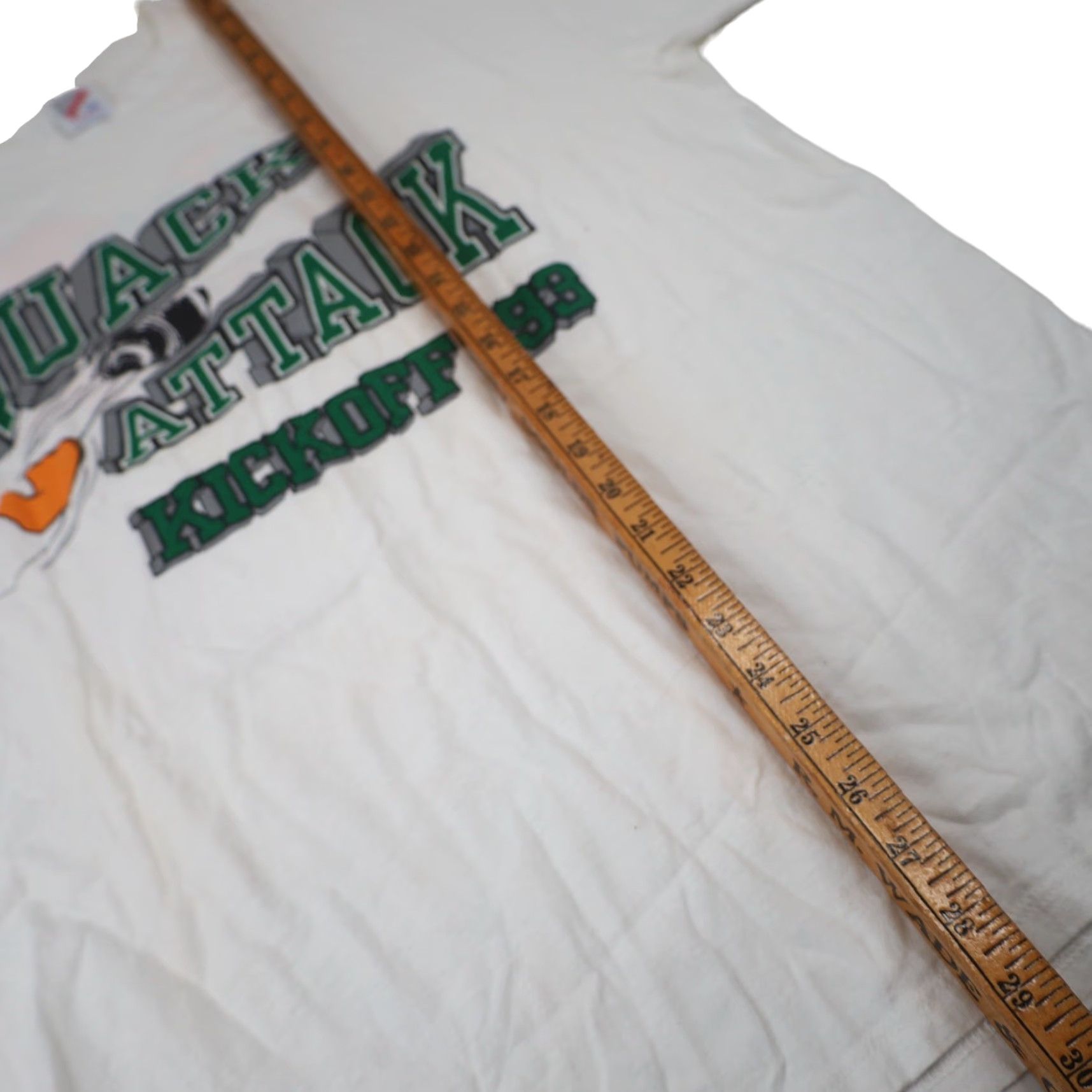 Vintage VINTAGE 1993 University of Oregon Ducks Quack Attack Kickoff Front/back T Shirt Men XL White Size US XL / EU 56 / 4 - 7 Thumbnail