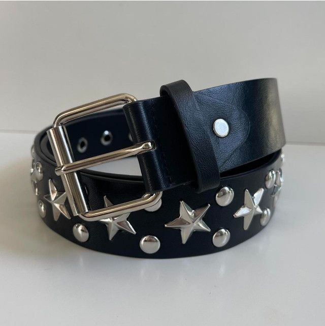 thumbnail image 2 of Mens Womens 3Rows Metal Pyramid Studded Leather Belt Punk Rock Goth Emo 30"-44 2 of 11