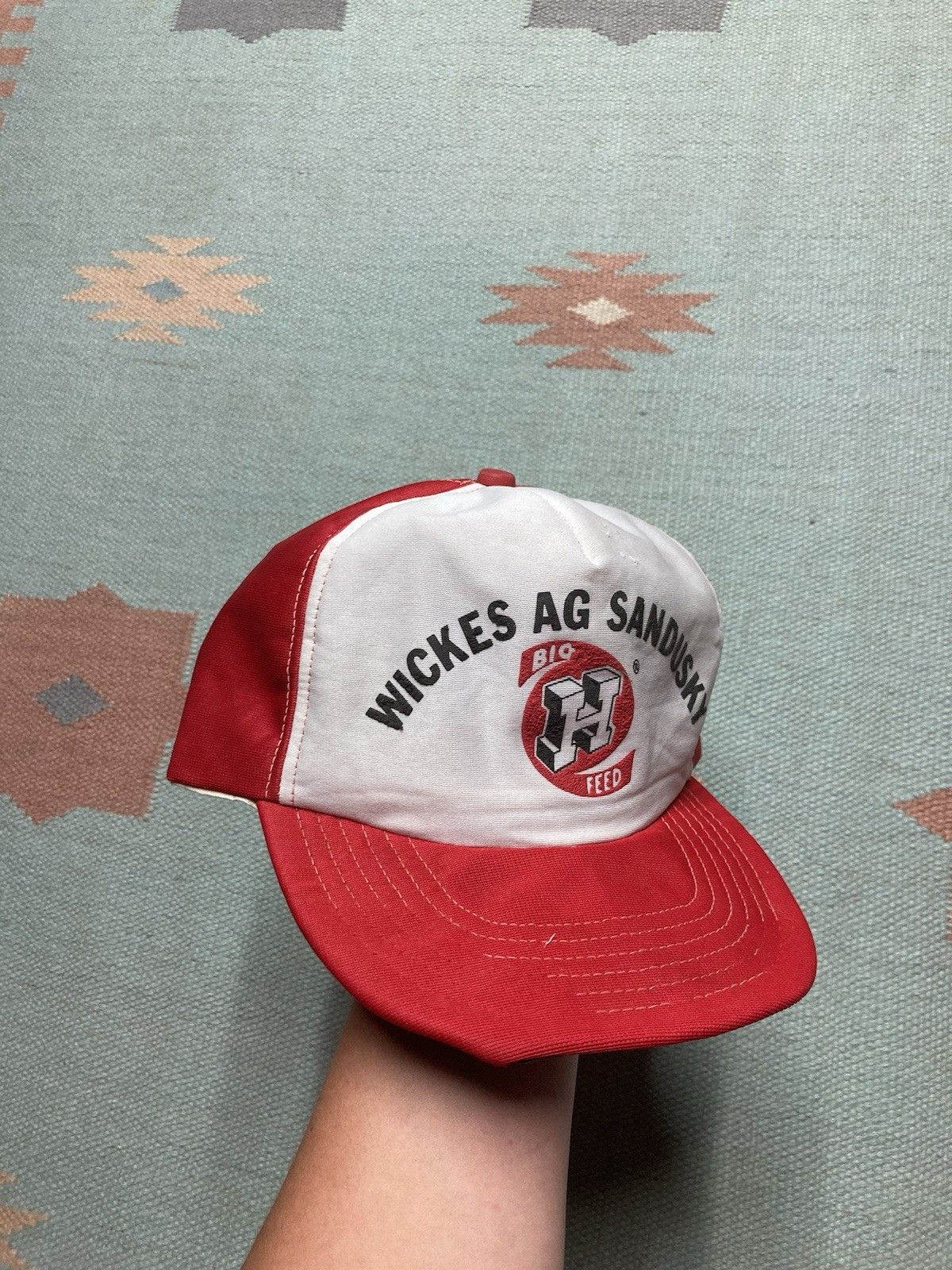 Vintage Vtg SnapBack hat wickes ag Sandusky Michigan big H feed farm Size ONE SIZE - 1 Thumbnail