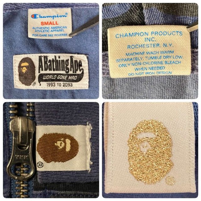 Bape BAPE × CHAMPION Zip Hoodie a bathing ape Blue Camo Size US S / EU 44-46 / 1 - 8 Thumbnail