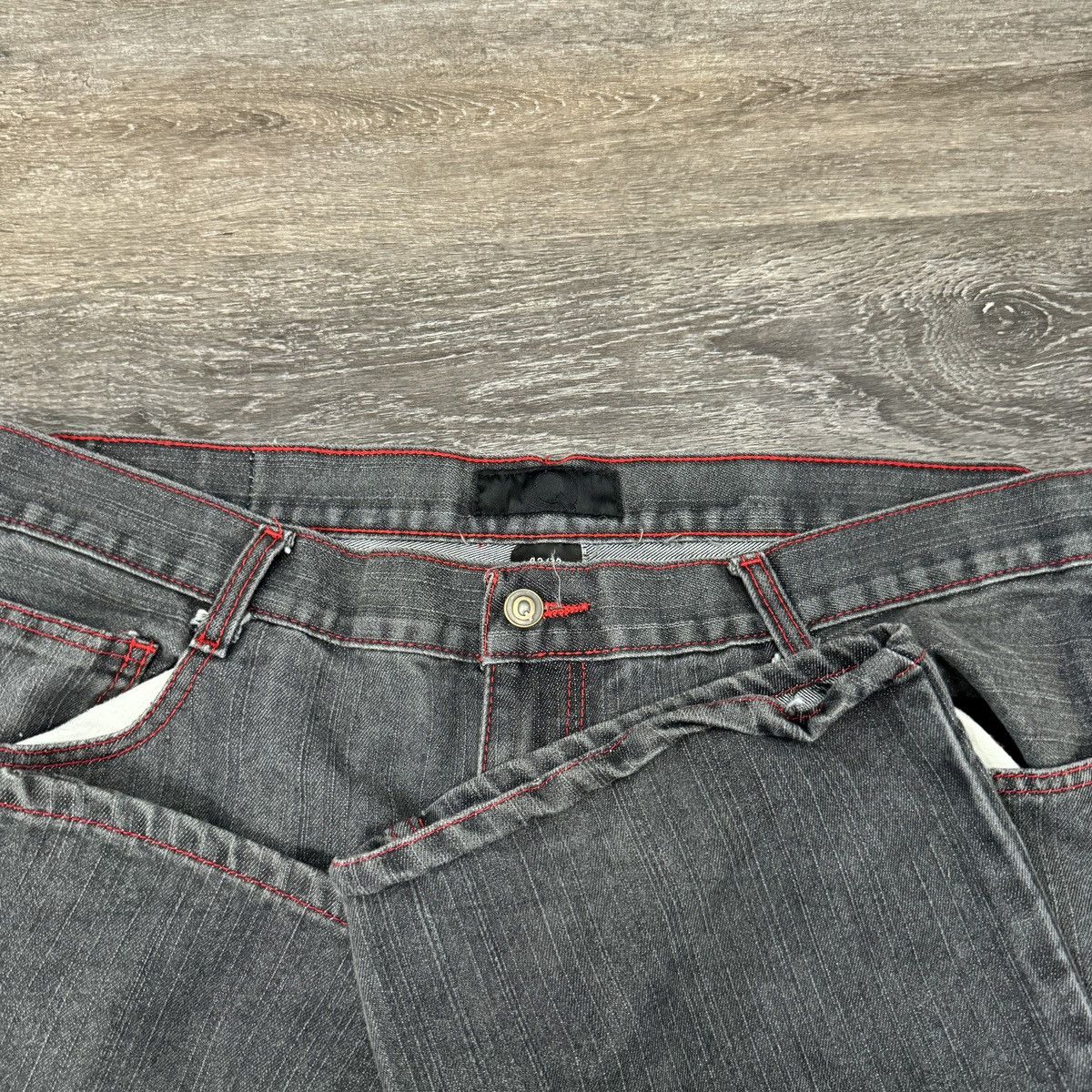 JNCO × StraightFaded × Vintage Vintage Y2K Faded black baggy wide leg embroidered jeans Size US 42 / EU 58 - 4 Thumbnail