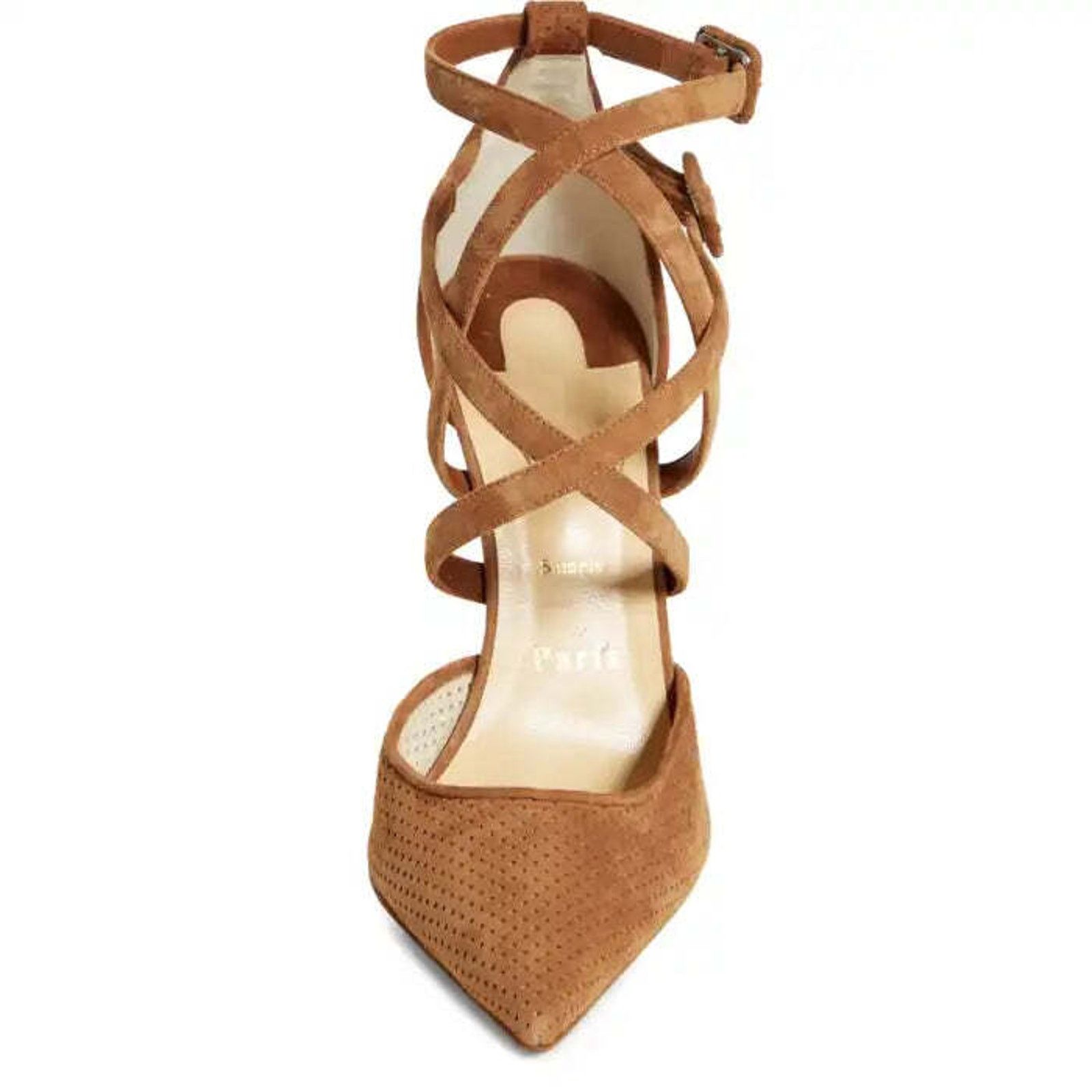 Christian Louboutin Victorilla 100 Biscotto Brown Strappy Sandal Heel Pump 42 Size US 12 / IT 42 - 6 Thumbnail