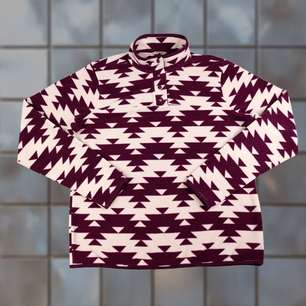 CO Duluth Pullover Jacket Womens Medium Purple Aztec Fleece Quarter Snap Outdoor Mock Neck Geometric Polyester Size M / US 6-8 / IT 42-44 - 1 Thumbnail