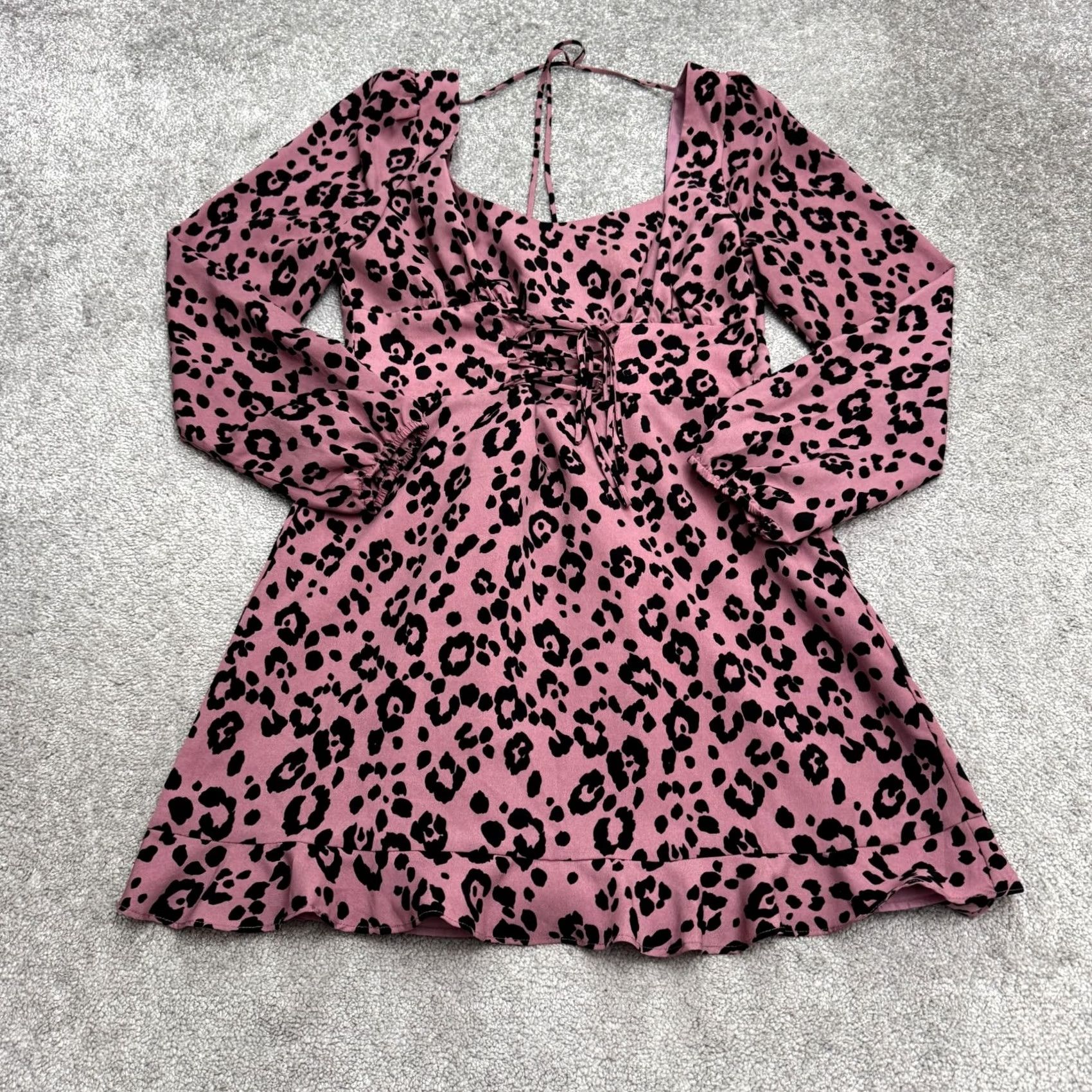 Lulus Lulus Leopard Print Mini Dress Womens Large Pink Square Neck Size L / US 10 / IT 46 - 3 Thumbnail