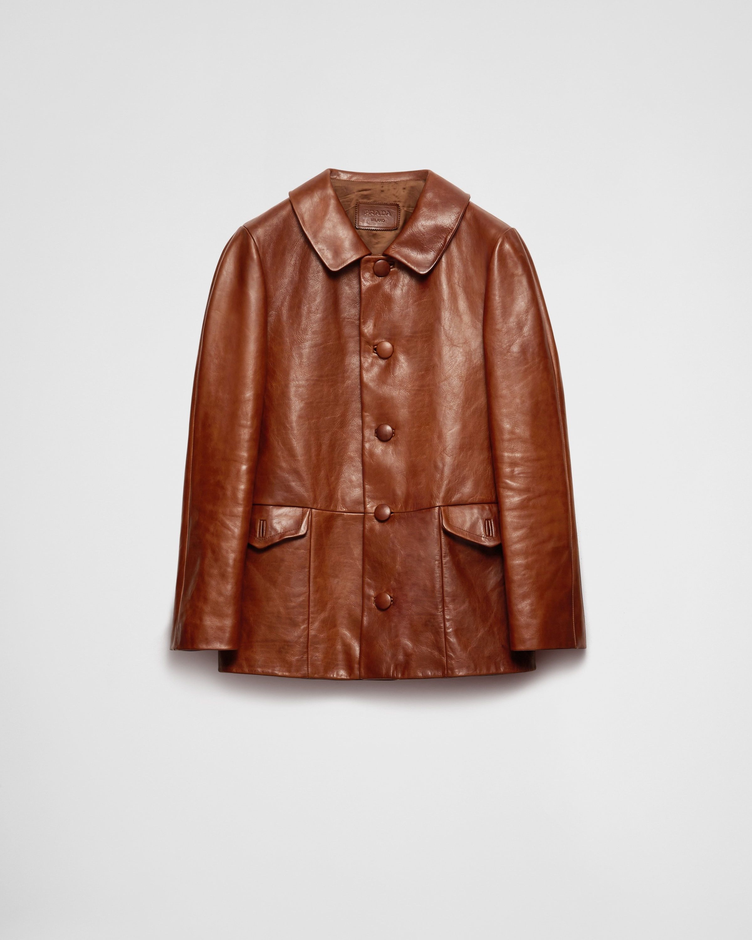 Prada o1bcso1str1025 Leather Vitello Blouson Jacket in Brown Size US M / EU 48-50 / 2 - 1 Thumbnail