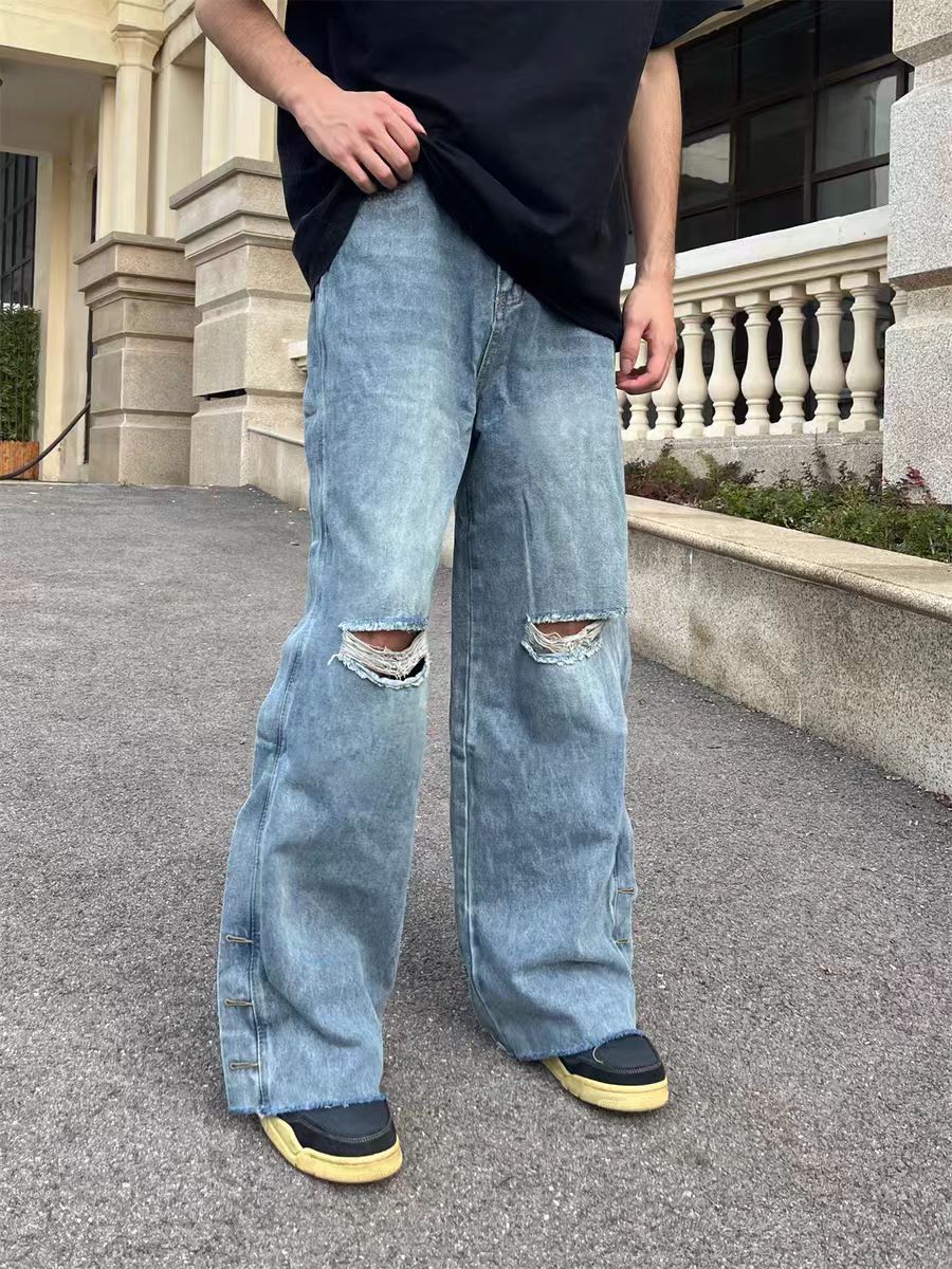 Japanese Brand × Vintage Street Hip Hop Washed Loose Ripped Jeans Size 30 Size US 30 / EU 46 - 3 Thumbnail