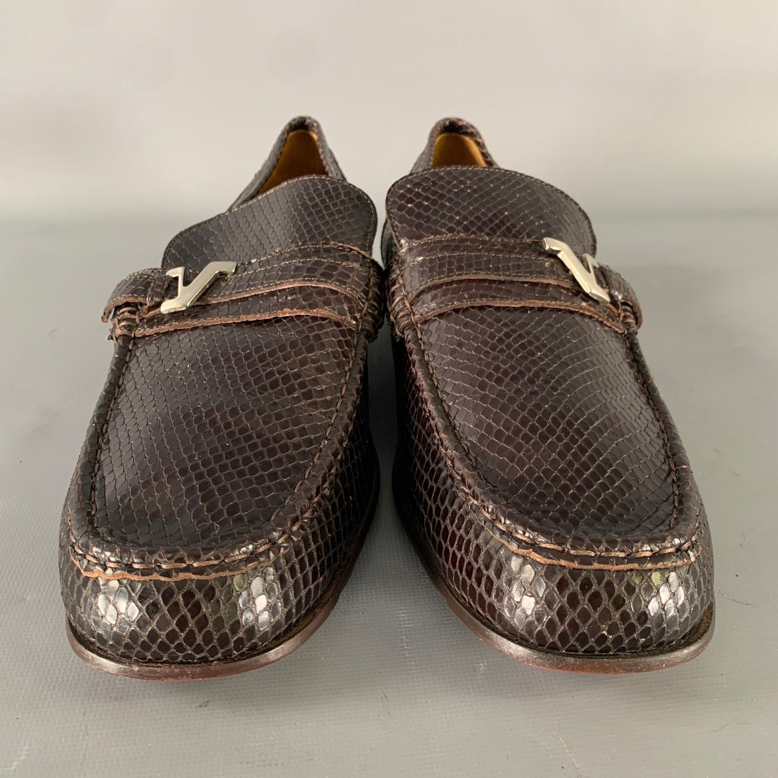 Versace GIANNI VERSACE Size 10 Brown Python Loafer Loafers Size US 10 / EU 43 - 4 Thumbnail