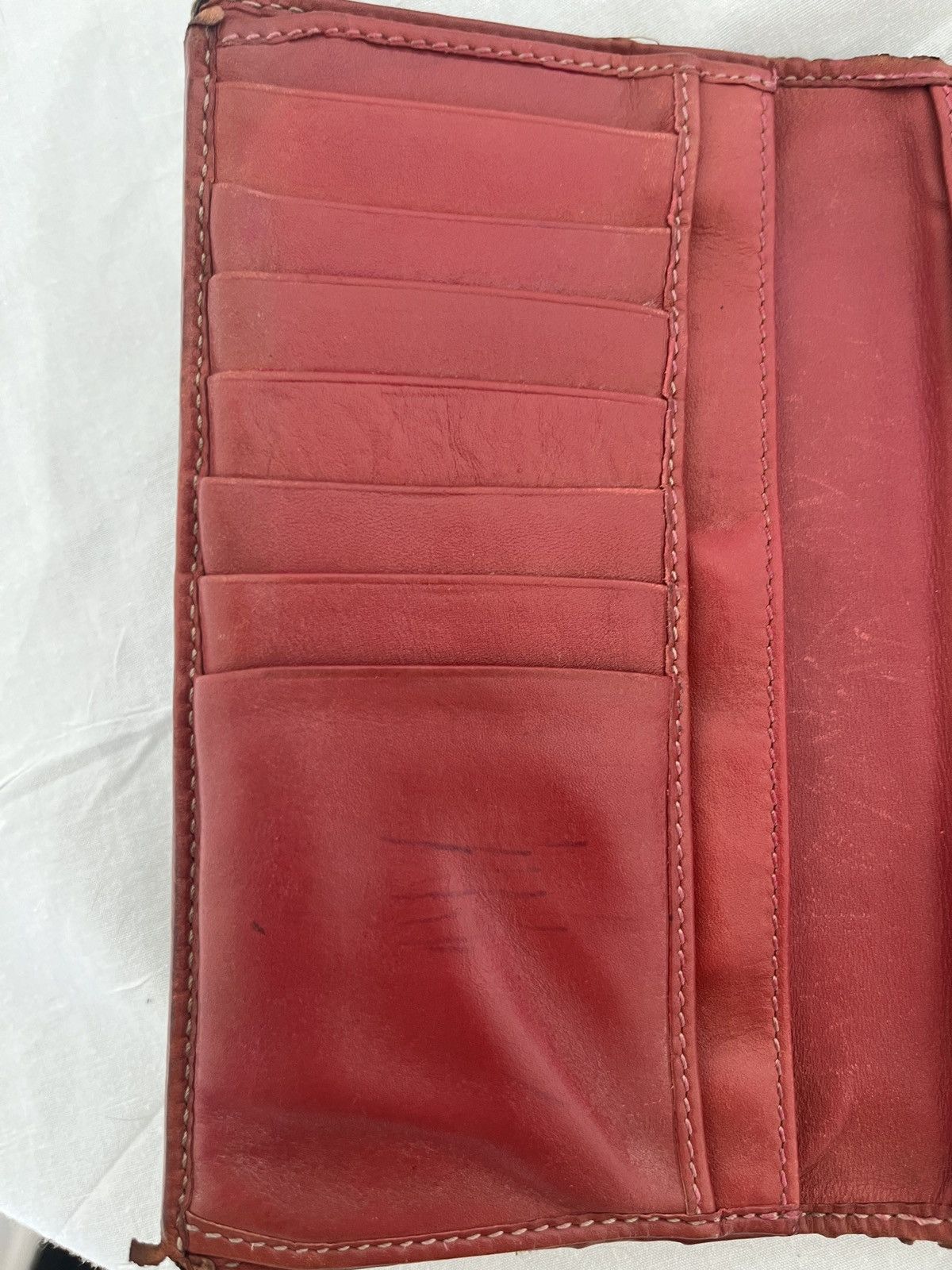 Gucci × Vintage Vintage long monogrammed and leather sherry stripe wallet Size ONE SIZE - 16 Thumbnail