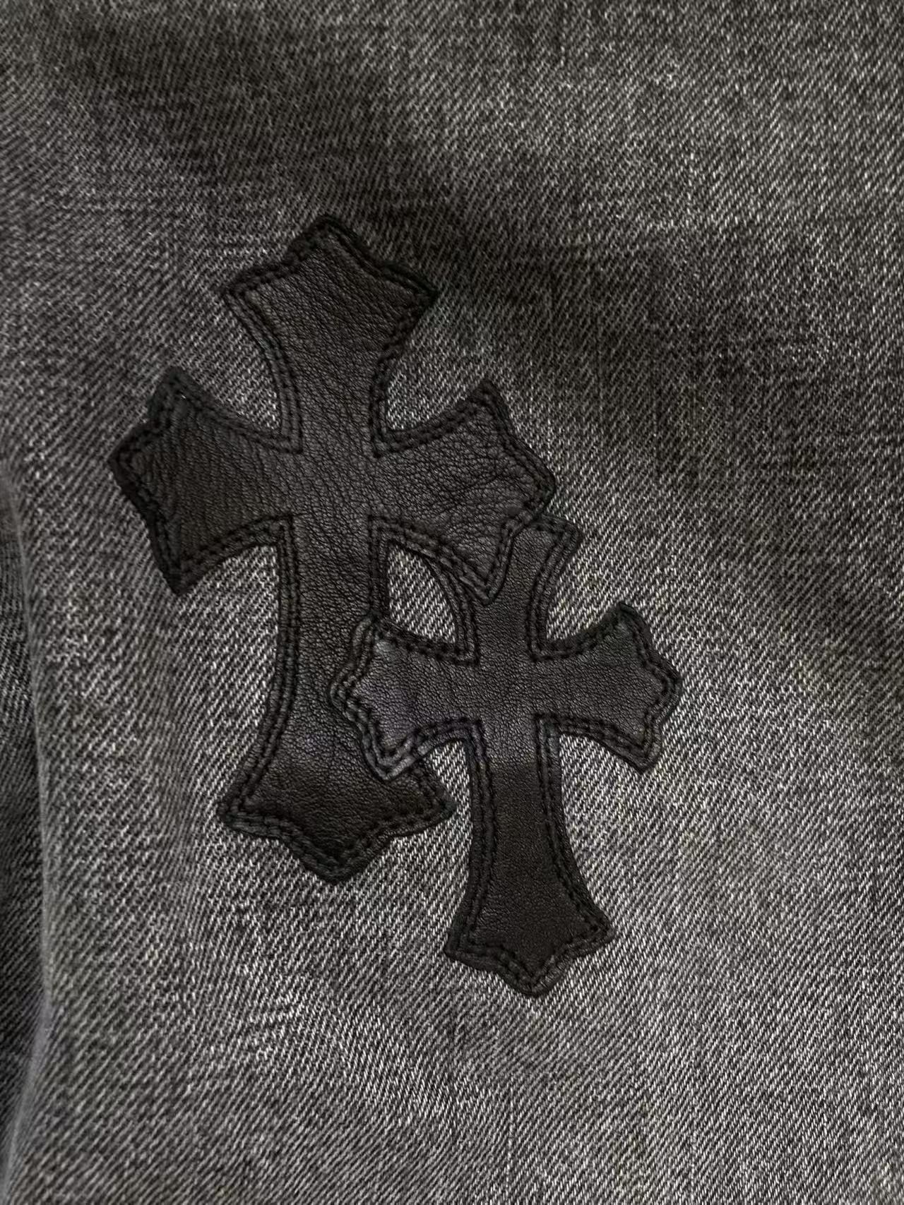 Chrome Hearts Chrome Hearts Black & White Cross Patch Flame Knee Jeans Size 38" / US 16 / IT 52 - 5 Thumbnail