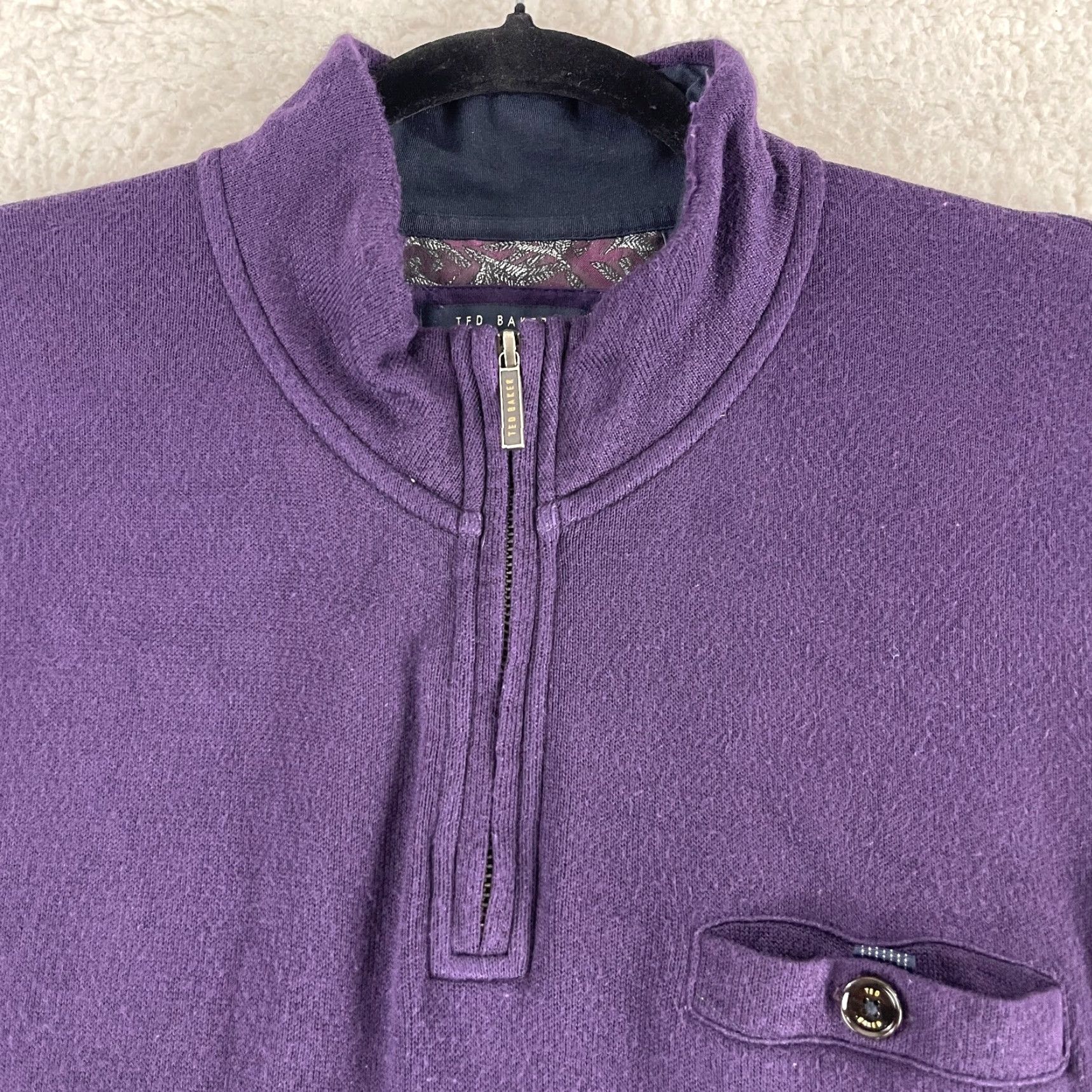 Ted Baker Ted Baker London Purple 1/4 Zip Knit Sweater Mens Long Sleeve Pullover Size 2XL Size US XXL / EU 58 / 5 - 5 Thumbnail