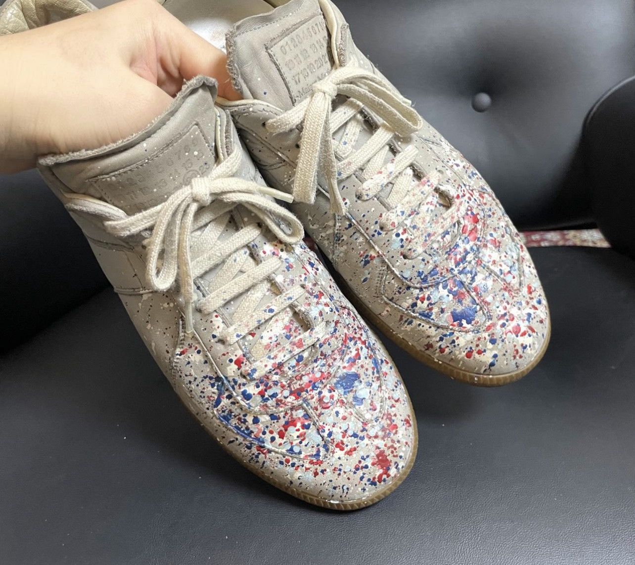 Maison Margiela Margiela paint splatter low sneakers Size US 11 / EU 44 - 1 Thumbnail