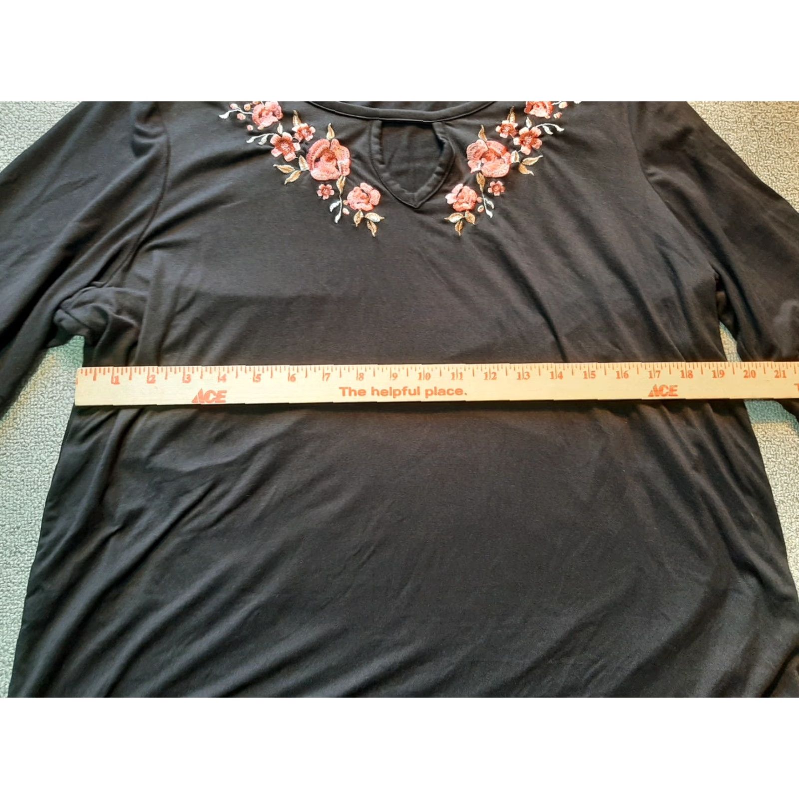 Vintage Absolutely Famous Womens Top XL Black Long Sleeve Embordered Key Hole Shirt Size XL / US 12-14 / IT 48-50 - 5 Thumbnail