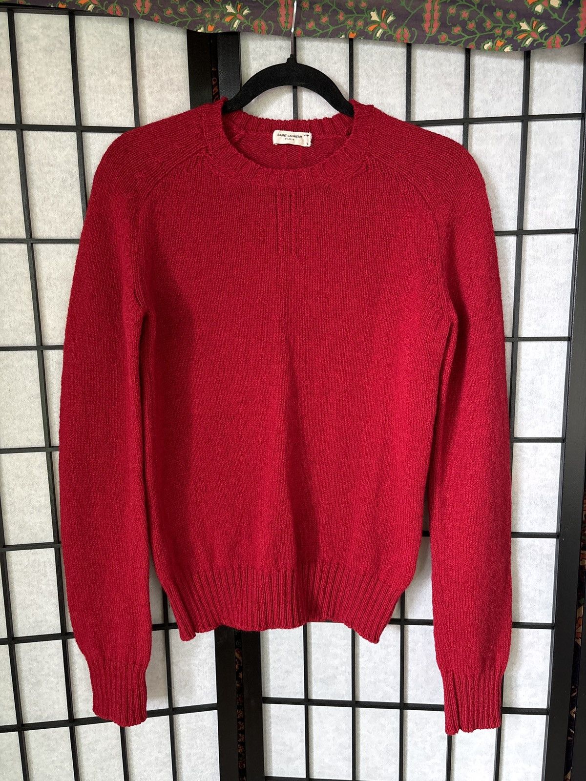 image of Saint Laurent Paris Slp Wool Raglan Knit in Red, Men's (Size XS)