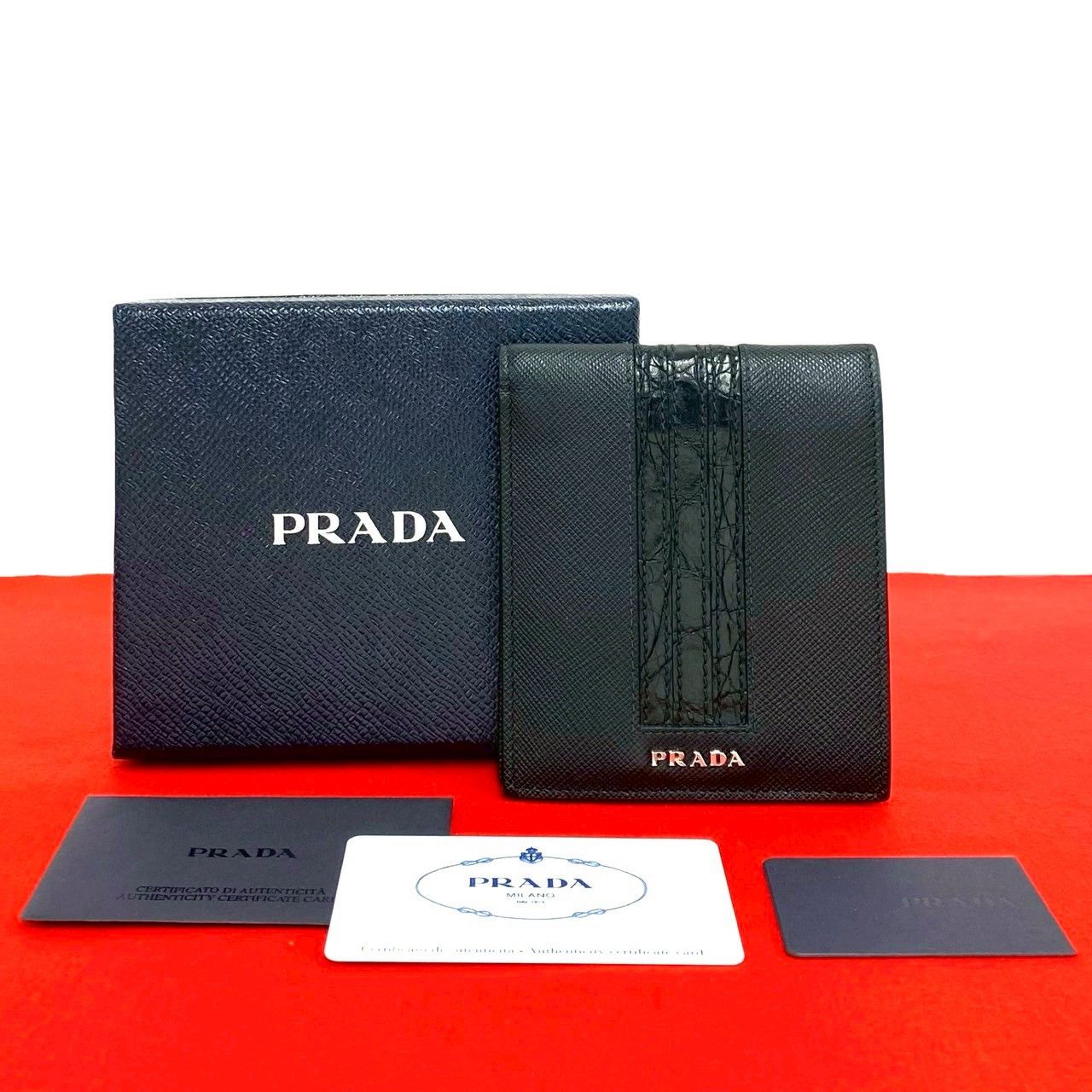 Prada Prada Prada Saffiano Leather Wallet Leather Short Wallet DUTY FREE for USA Size ONE SIZE - 1 Thumbnail