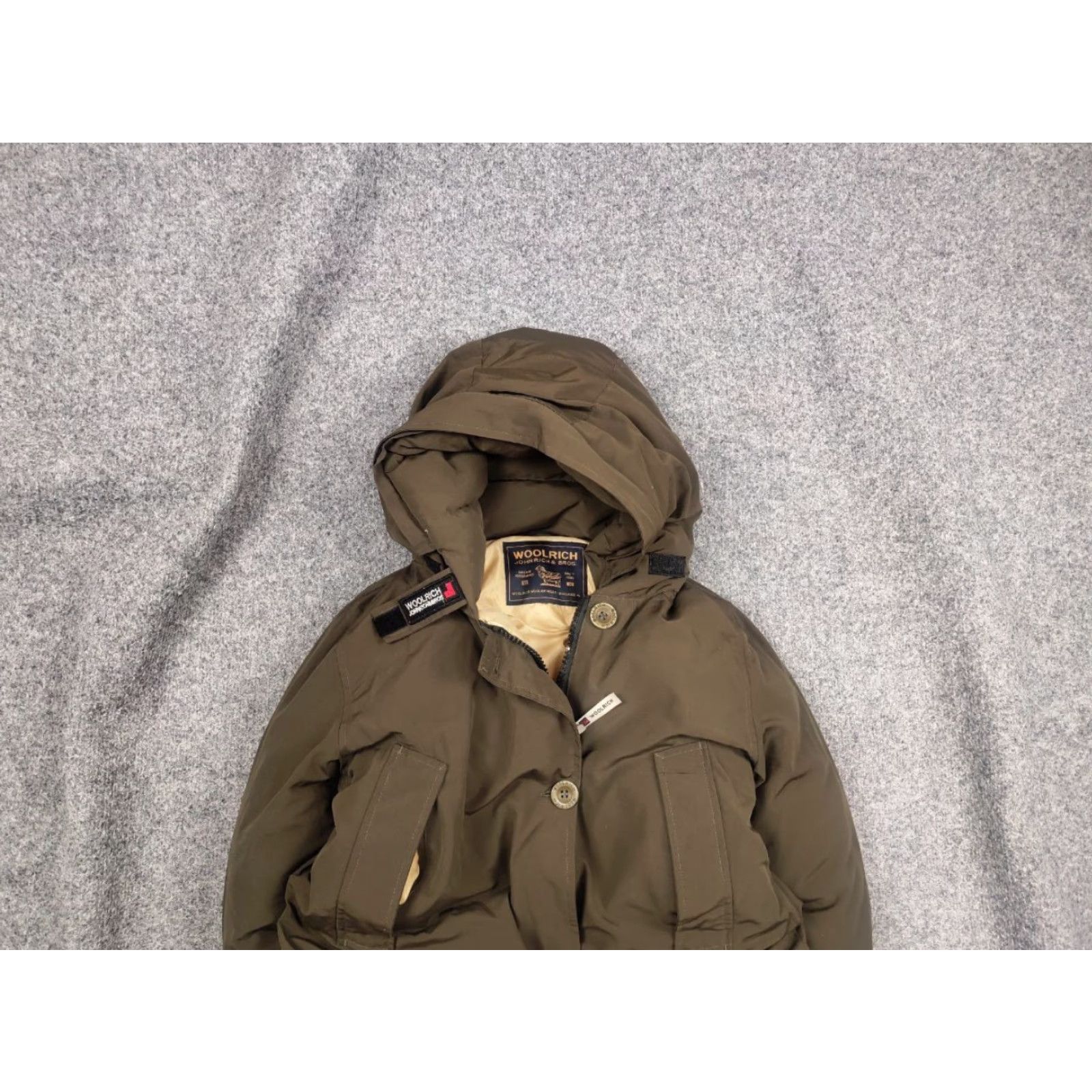 Vintage Woolrich Arctic Parka Womens Jacket Down Hooded 4 Pocket Nylon Canvas Green Winter Medium Regular Size M / US 6-8 / IT 42-44 - 2 Thumbnail