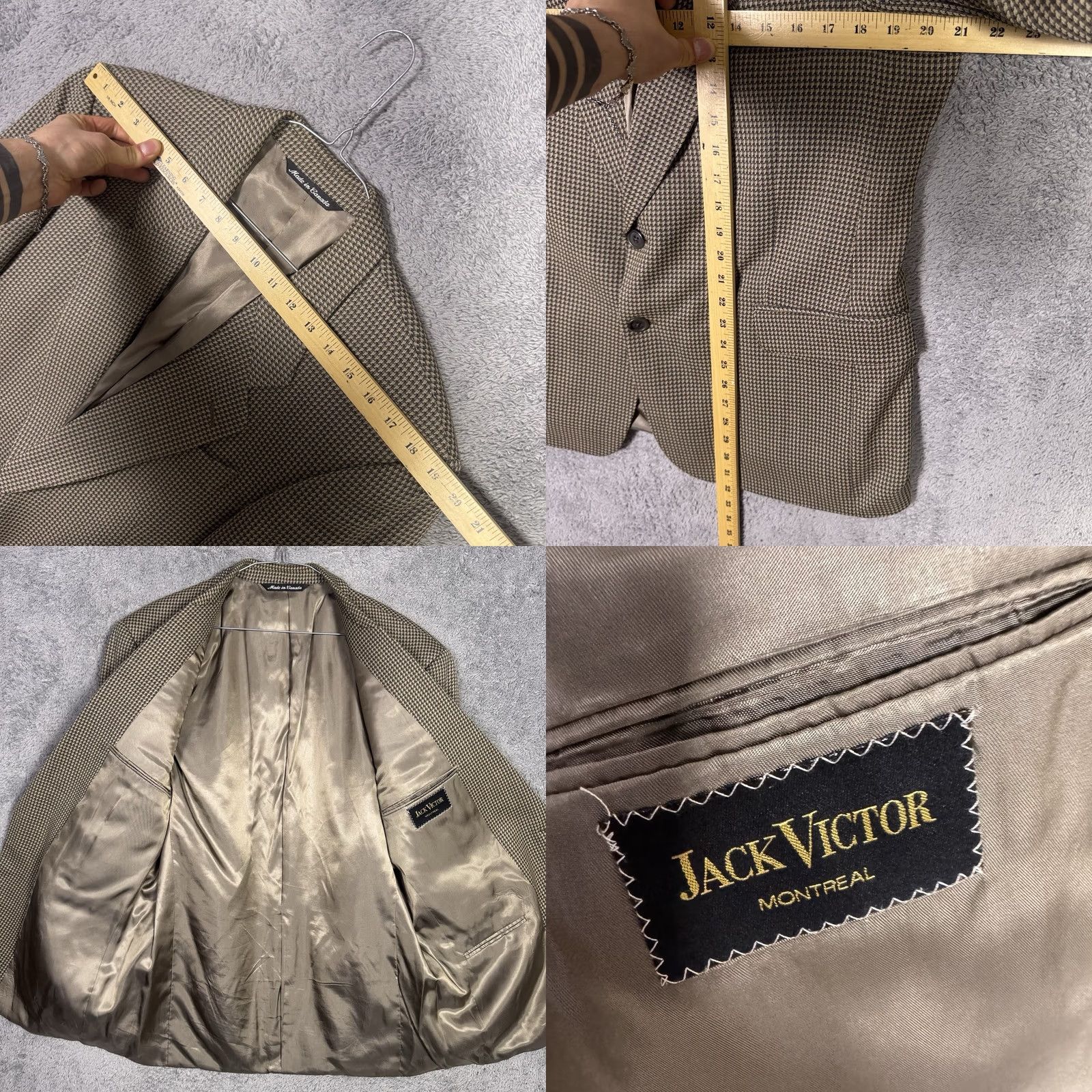 Jack Victor Jack Victor Blazer Men 42L Pure Virgin Wool Houndstooth Tweed Sport Coat Montreal Size 42R - 8 Thumbnail