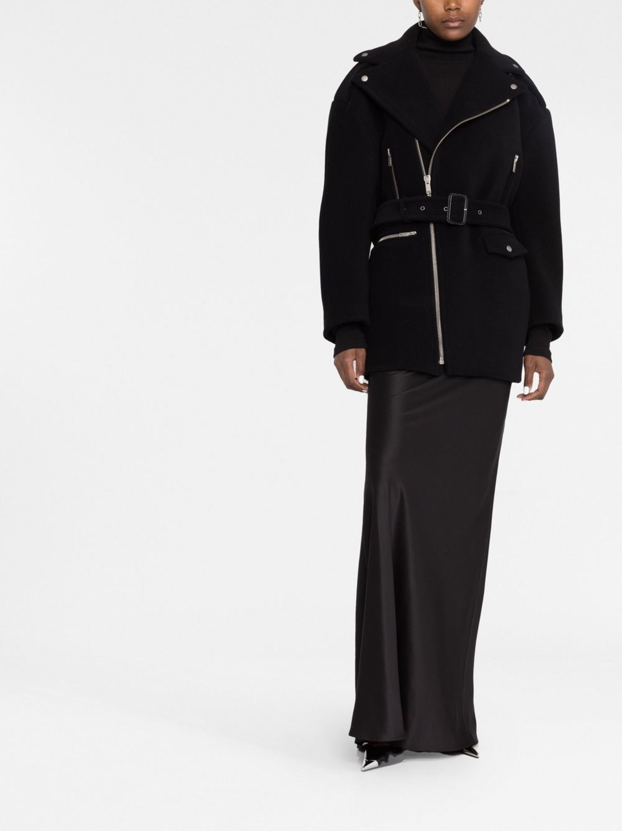 Saint Laurent Paris o1s1wg111124 Manteau Chevron Mousse Coat in Black Size M / US 6-8 / IT 42-44 - 2 Thumbnail