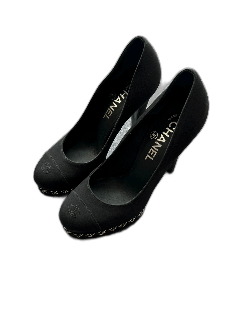 Chanel Chanel Black High Heels with Chain Detail -2505 Size US 6.5 / EU 39-40 - 1 Thumbnail