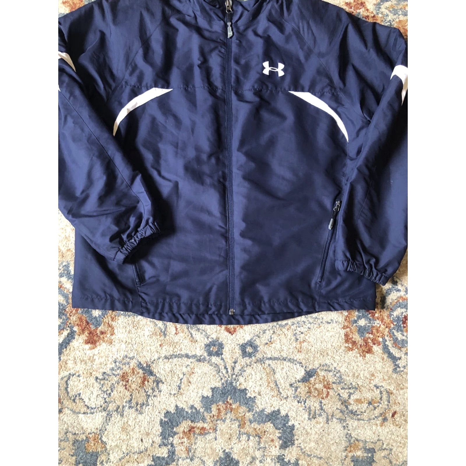 Under Armour UA UNDER ARMOUR MEN Performance JACKET FULL ZIP L NAVY BLUE FLEECE LINED Size US L / EU 52-54 / 3 - 5 Thumbnail