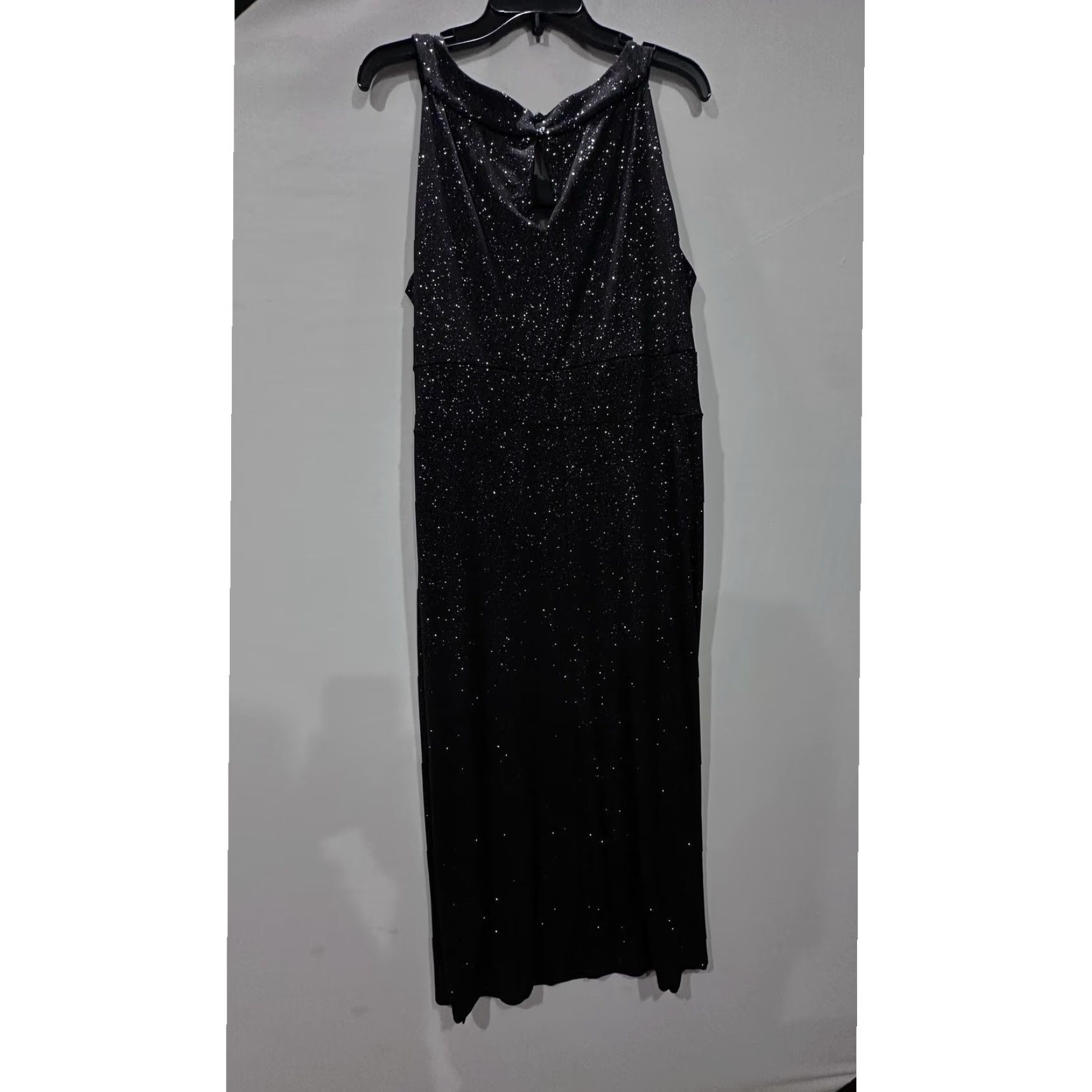 Vintage En Focus Women Dress Black Sparkle Beaded Neckline Keyhole Lined 20W Plus Sleeveless Long Party/Cocktail Formal Wedding Womens Size 3XL / US 20-22 - 2 Thumbnail