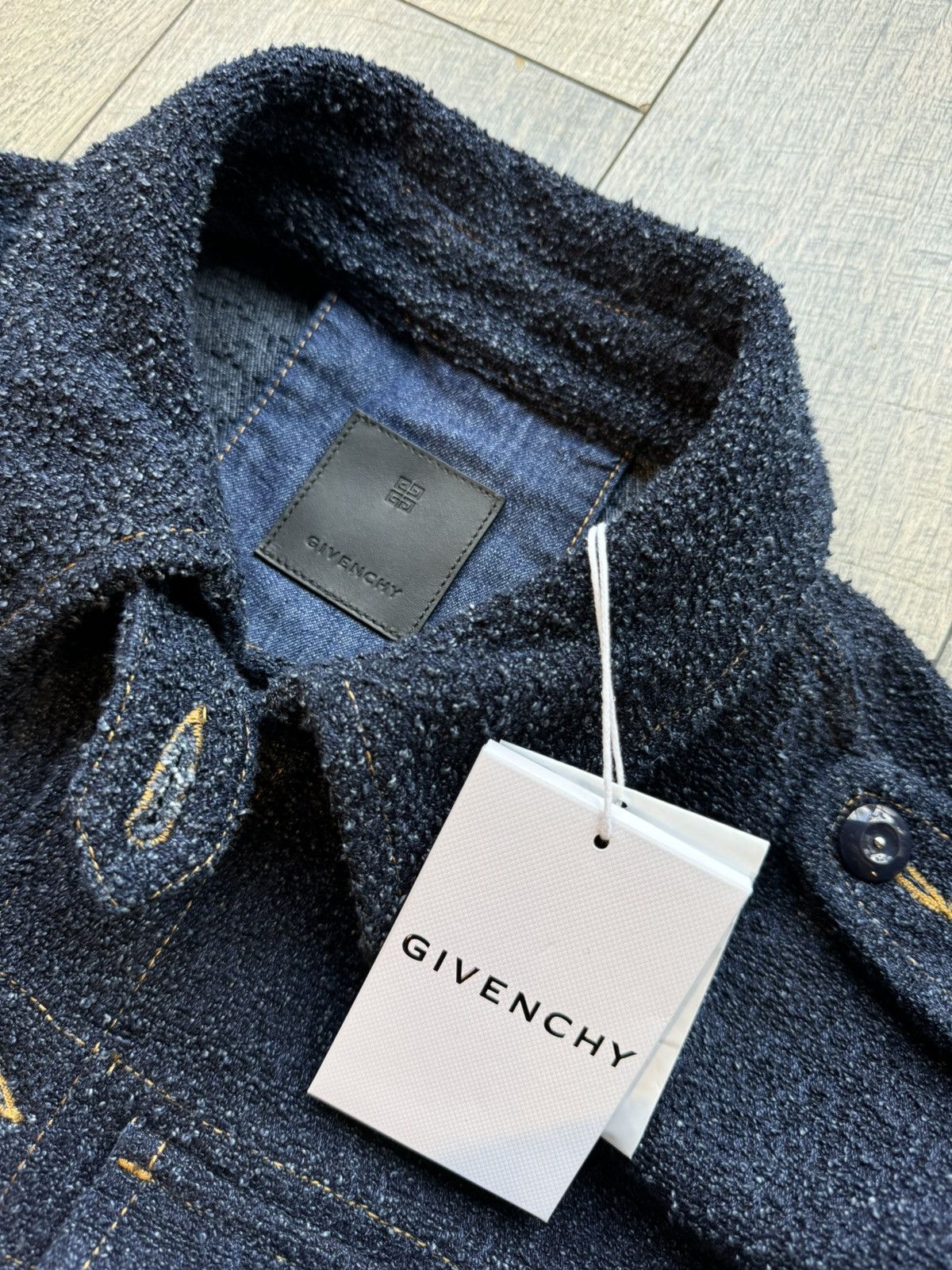 Givenchy Givenchy Belted Indigo Blue Bouclé Denim Jacket NWT - XL Size US XL / EU 56 / 4 - 3 Thumbnail