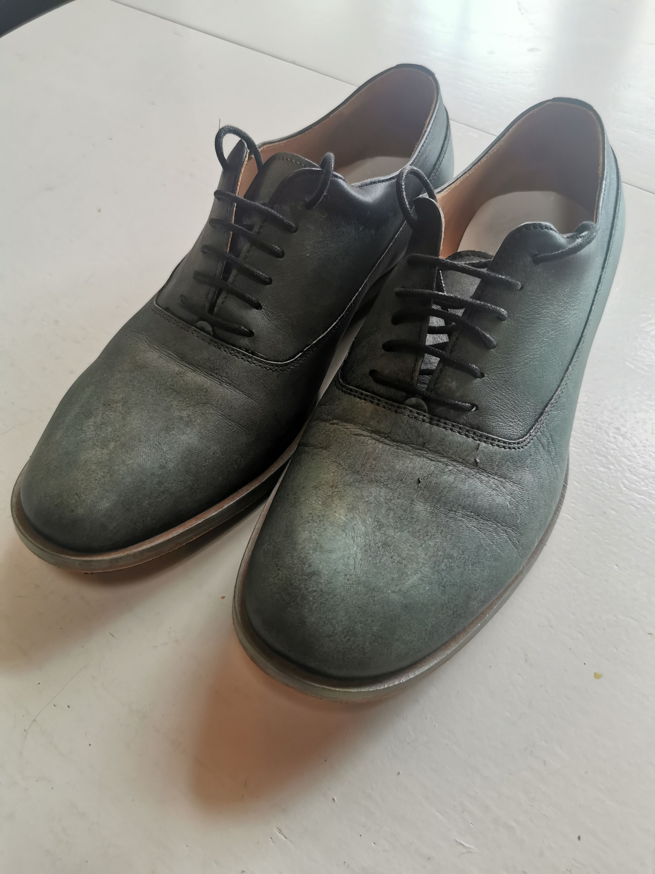 Maison Margiela MMM Green Painted Derbies - 39 Size US 6 / EU 39 - 1 Thumbnail