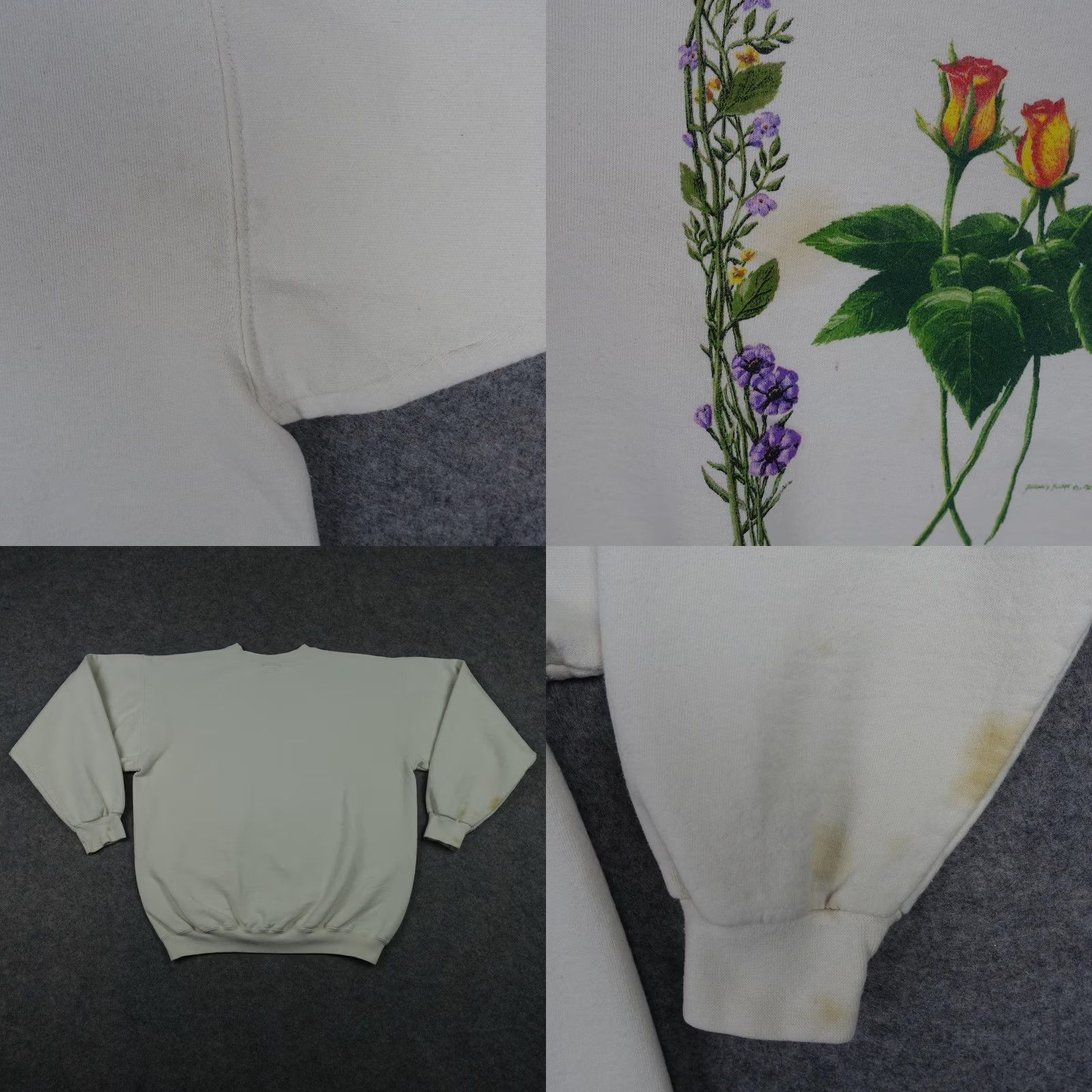 Market VINTAGE Half Moon Bay Sweatshirt Mens L White Floral Graphic Print Coast Flower Market 2000s Y2K Size US L / EU 52-54 / 3 - 9 Thumbnail