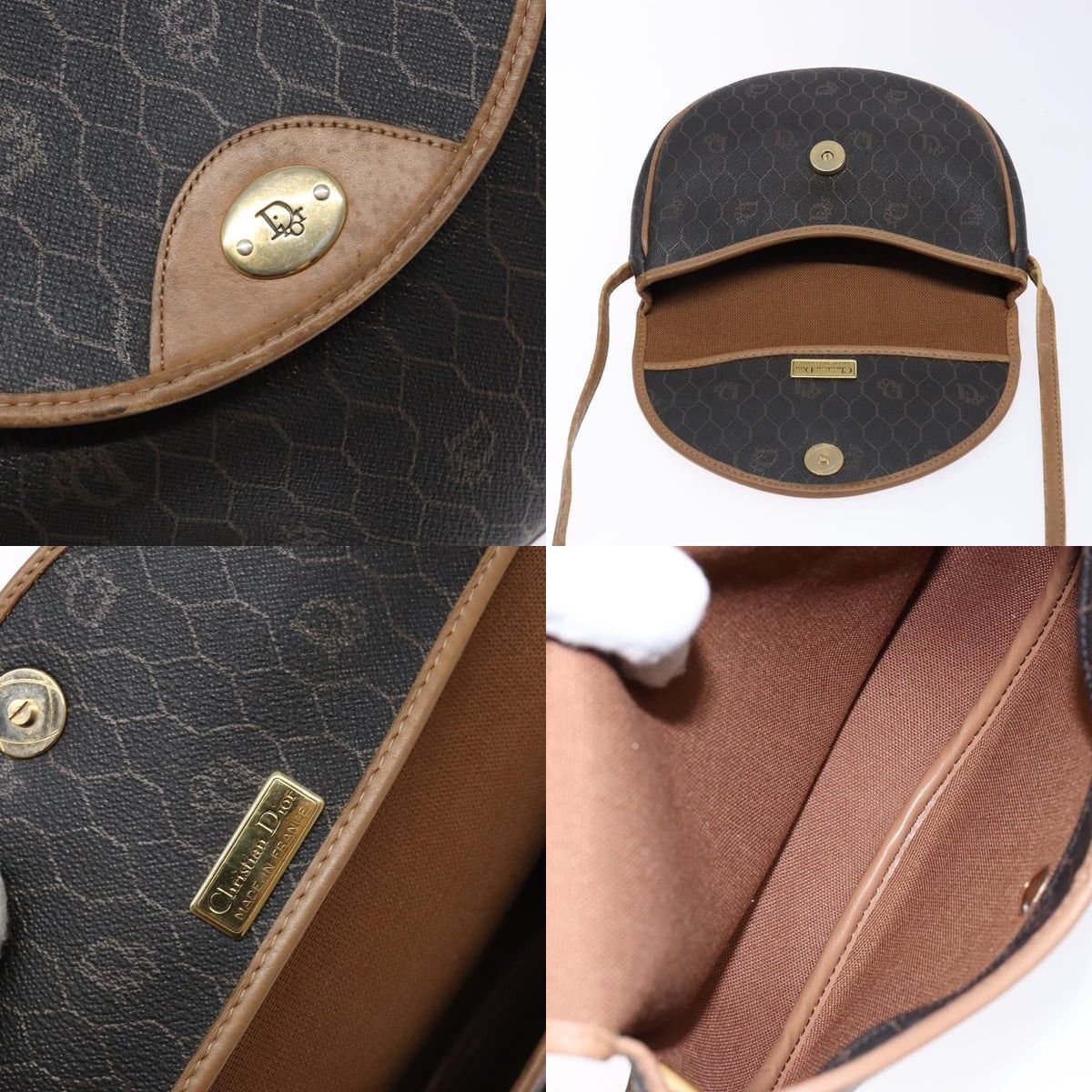 Dior DIOR Honeycomb Canvas Shoulder Bag Pvc Black Gold Size ONE SIZE - 11 Thumbnail