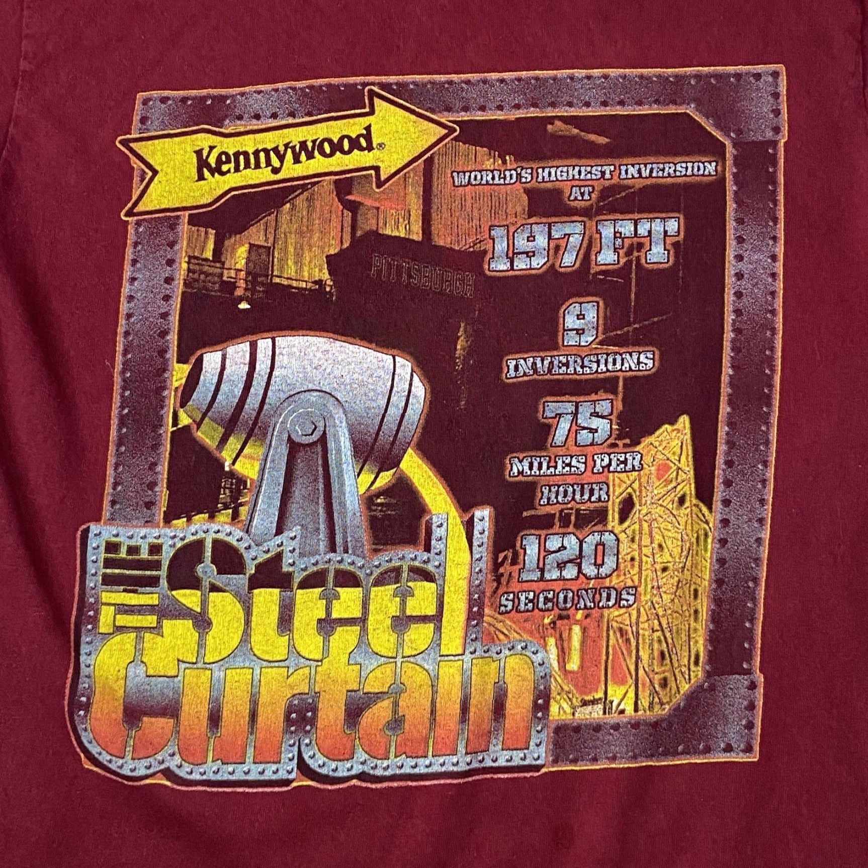 Vintage VTG Unbranded T-Shirt Pittsburgh Pa Kennywood Park Rollercoaster Shirt Adult S Red Mens Size US S / EU 44-46 / 1 - 2 Thumbnail