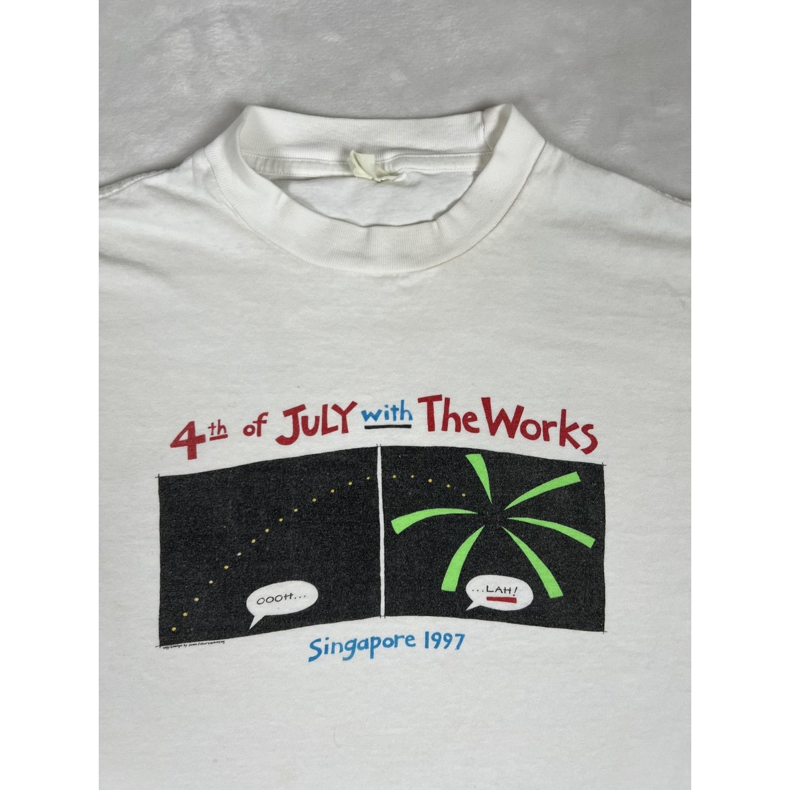 Vintage Vintage 4th Of July Singapore 1997 Shirt Mens XL White Firew Size US XL / EU 56 / 4 - 2 Thumbnail