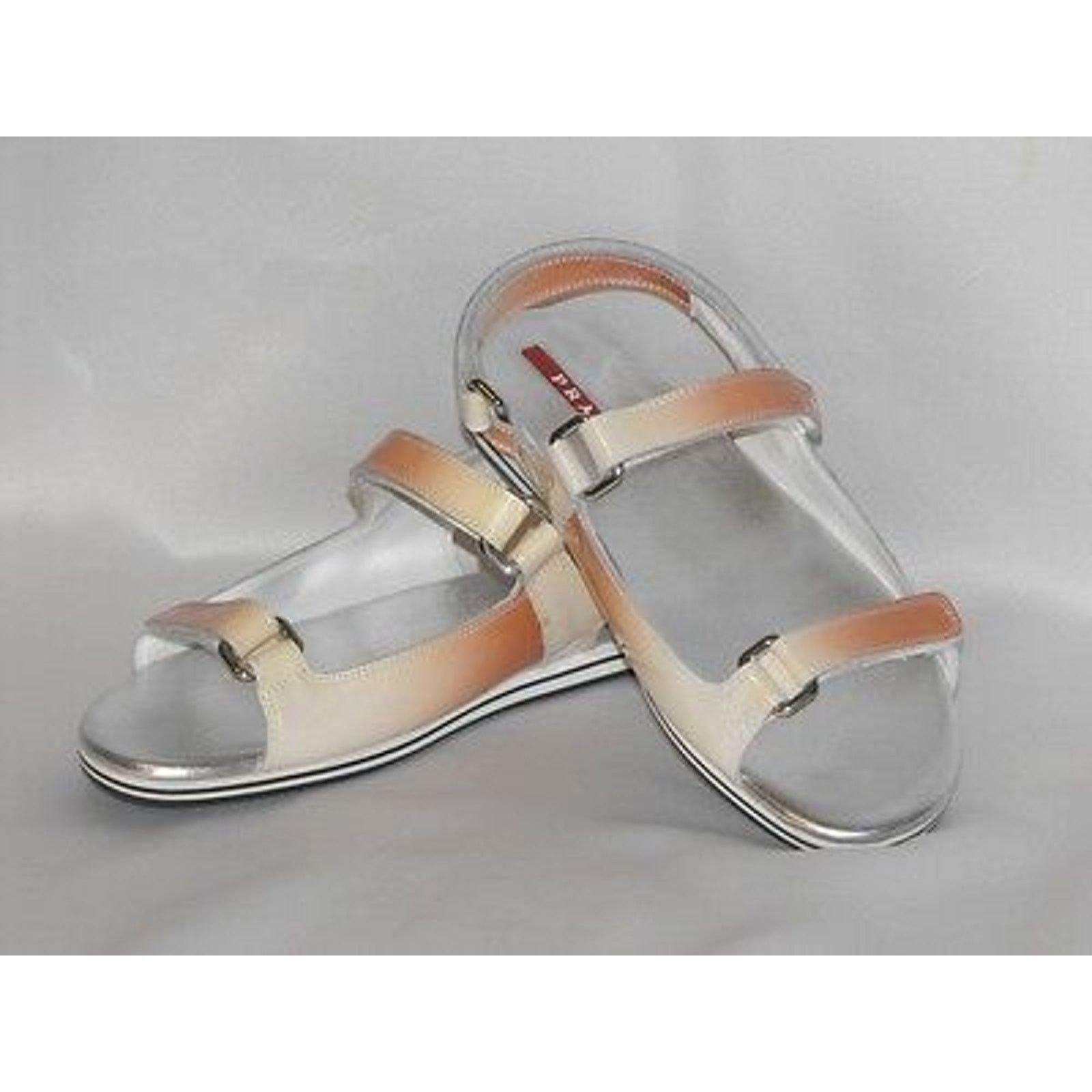 Prada PATENT OMBRE LEATHER FLATS TWO TONES GLADIATOR SANDALS 39 Size US 9 / IT 39 - 2 Thumbnail