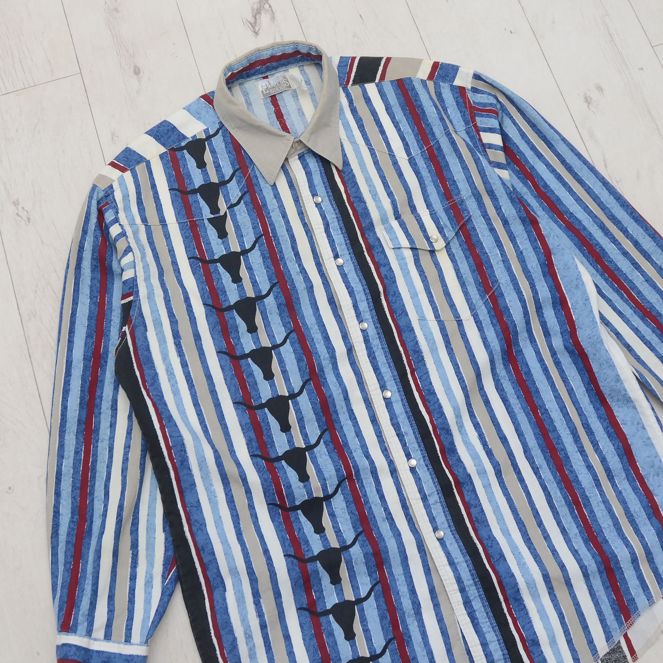 Vintage Vintage Express Rider Western Striped Shirt USA Cowboy Style Size US L / EU 52-54 / 3 - 3 Thumbnail