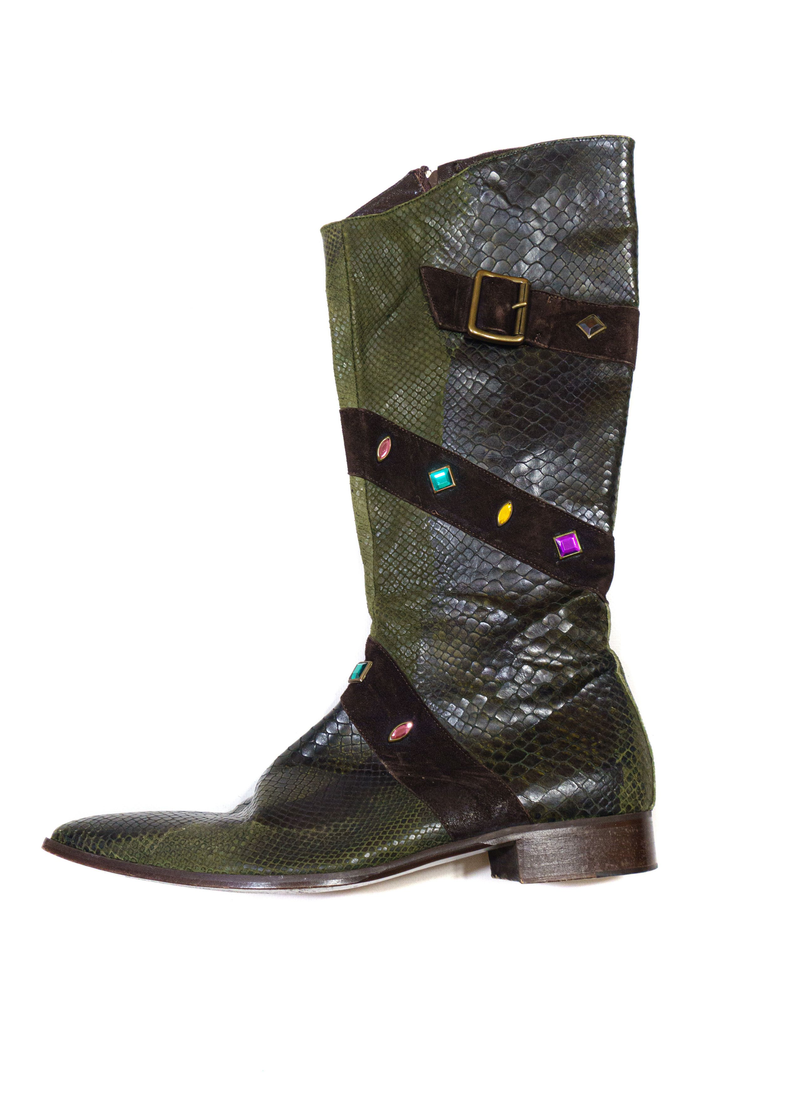 Other Andrea Lattanzi Alladin Rocks Leather High Boots Size US 10 / IT 40 - 2 Thumbnail
