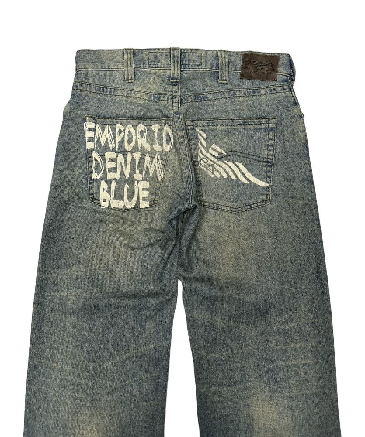 Emporio Armani × If Six Was Nine 🔥EMPORIO ARMANI DENIM BLUE BAGGY DISTRESSED DENIM JEANS Size US 33 - 3 Thumbnail
