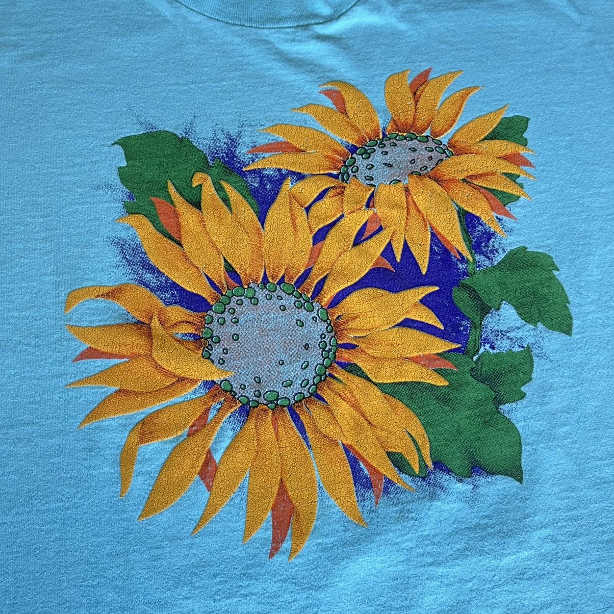 Vintage Vintage 90s Sunflower Teal Graphic Logo Tee Black Eyed Susan Size US XL / EU 56 / 4 - 4 Thumbnail
