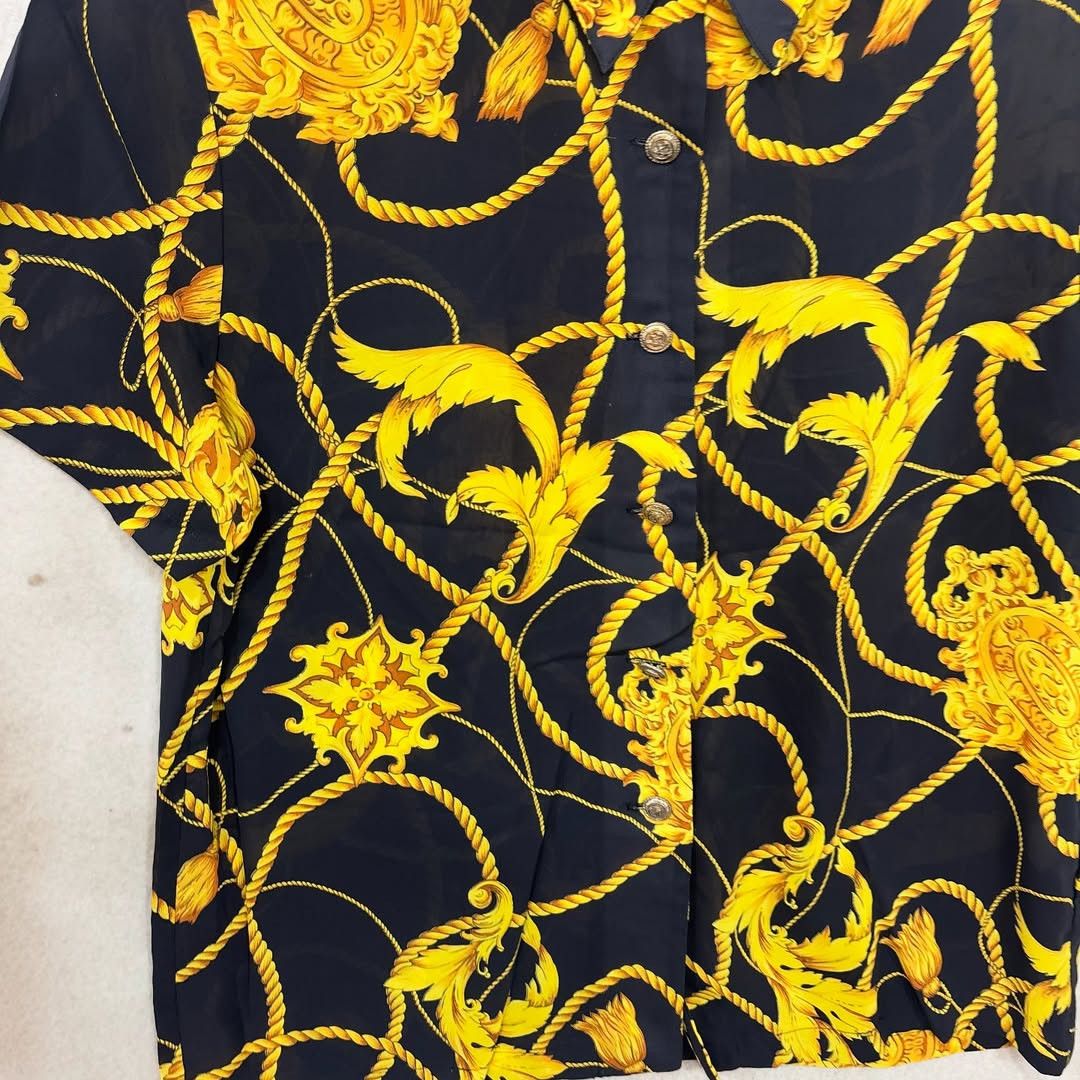Vintage Silk Gold Print Shirt