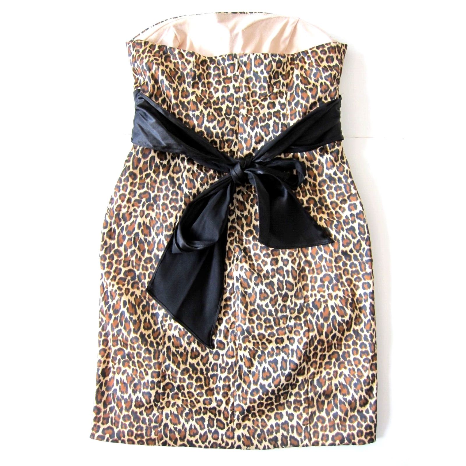 Vintage VINTAGE Jump Apparel Dress Shirt Brown Cheetah Strapless Ruched Pocket Prom Party 6 Women Size M / US 6-8 / IT 42-44 - 2 Thumbnail