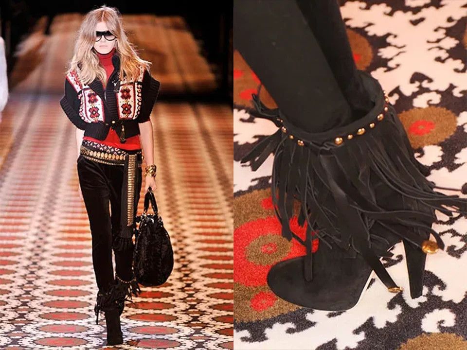 Gucci GUCCI FW08 Hysteria Baboushka Suede Fringe Boots Size US 8.5 / IT 38.5 - 3 Thumbnail