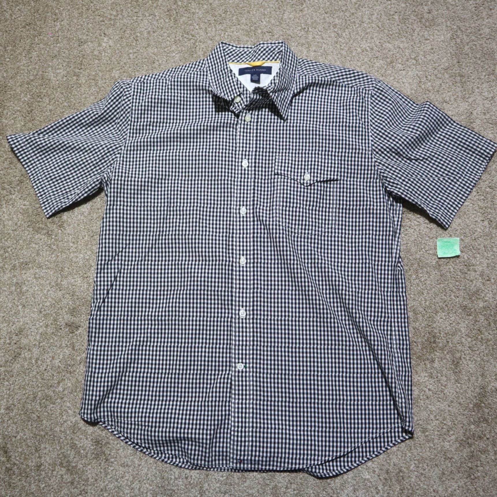 Tommy Hilfiger VINTAGE Tommy Hilfiger Men’s Plaid Button-Down Shirt Large Black White Classic Fit Mens Size US L / EU 52-54 / 3 - 2 Thumbnail