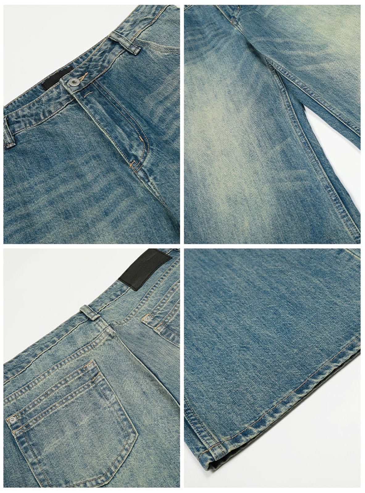 Vintage Blue Wide Leg Denim Jeans, Straight Fit Men's Jeans Size US 30 / EU 46 - 7 Thumbnail