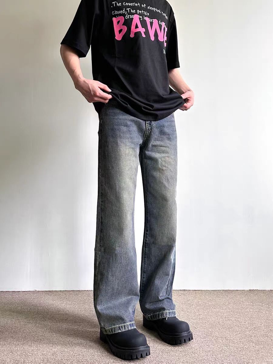 Japanese Brand × Jean Washed casual straight-leg vintage high street jeans Size US 30 / EU 46 - 4 Thumbnail