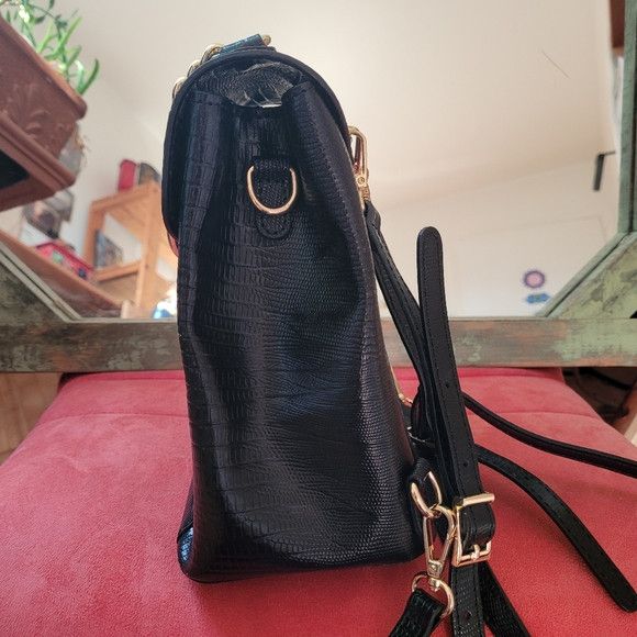 Other Divina Firenze Black Leather Backpack Crossbody Bag Size ONE SIZE - 6 Thumbnail