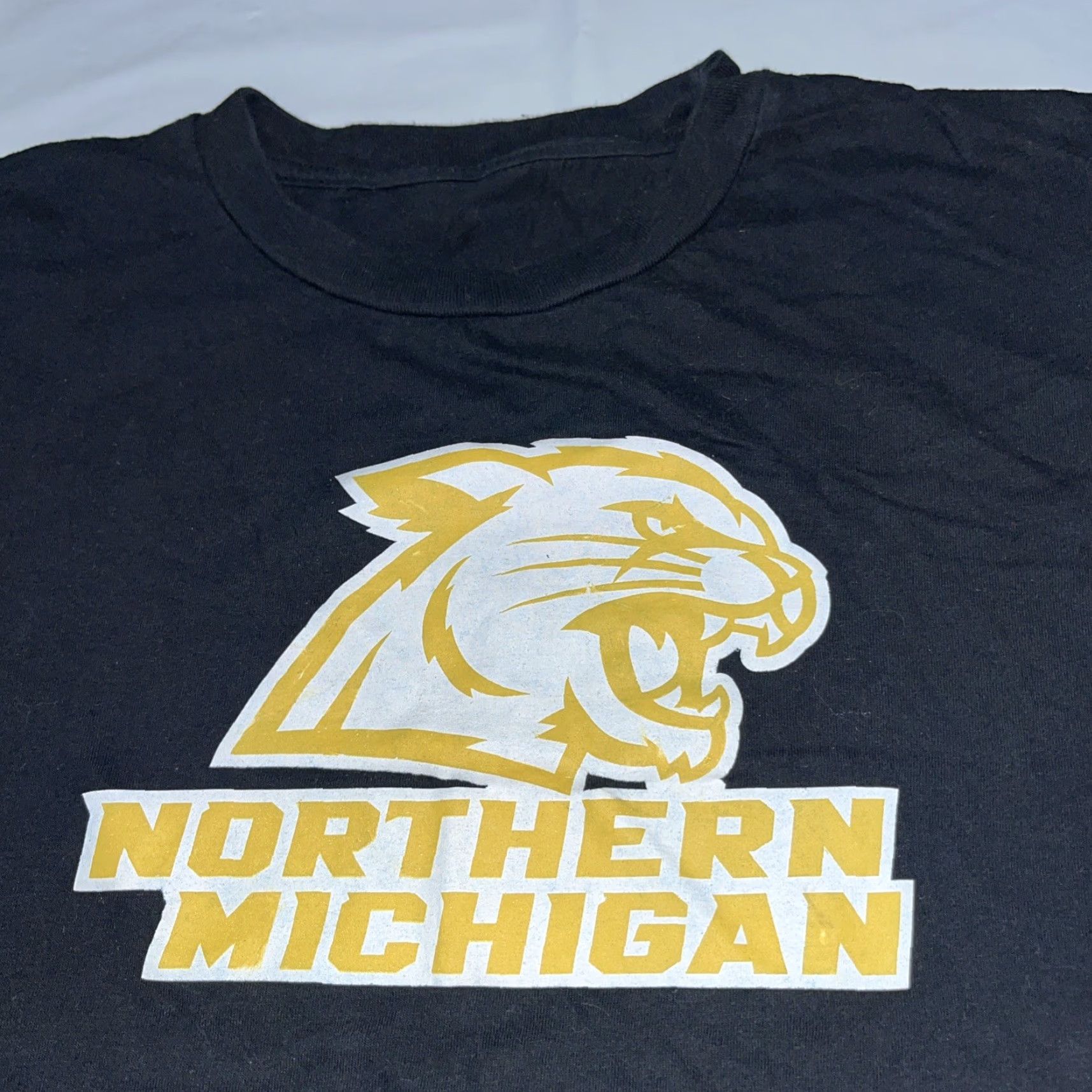 Fruit Of The Loom NORTHERn MICHIGAN UNIVERSITY T Shirt Mens L yellow CAT Logo Front cotton NMU Logo University Men Short Sleeve Crew Neck All Seasons Size US L / EU 52-54 / 3 - 2 Thumbnail