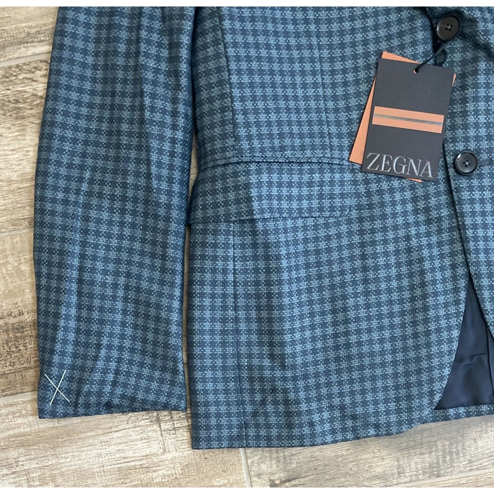 Ermenegildo Zegna $4595 NWT ZEGNA Blue Micro Check Cashmere Sport Coat 52(42)R Size 42R - 5 Thumbnail