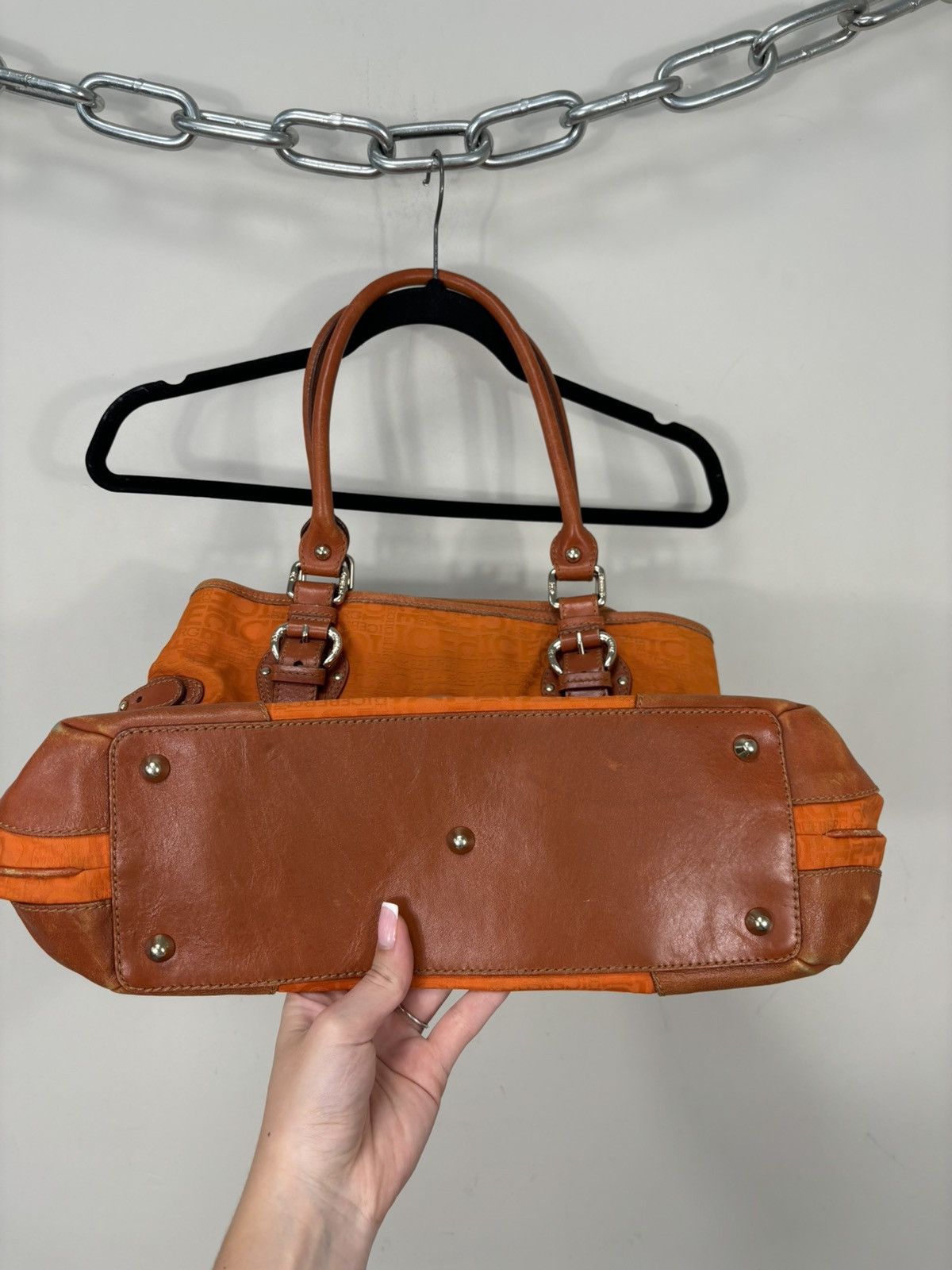 Iceberg Iceberg Vintage Designer Rare Orange Canvas Leather Tote Bag Size ONE SIZE - 12 Thumbnail